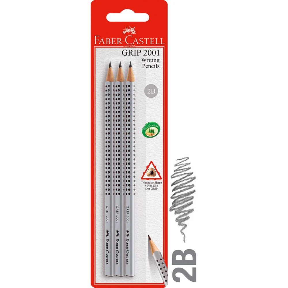 4 Faber-Castell Triangular Grip Graphite Pencils 2B 3 Pack, 4 of 7