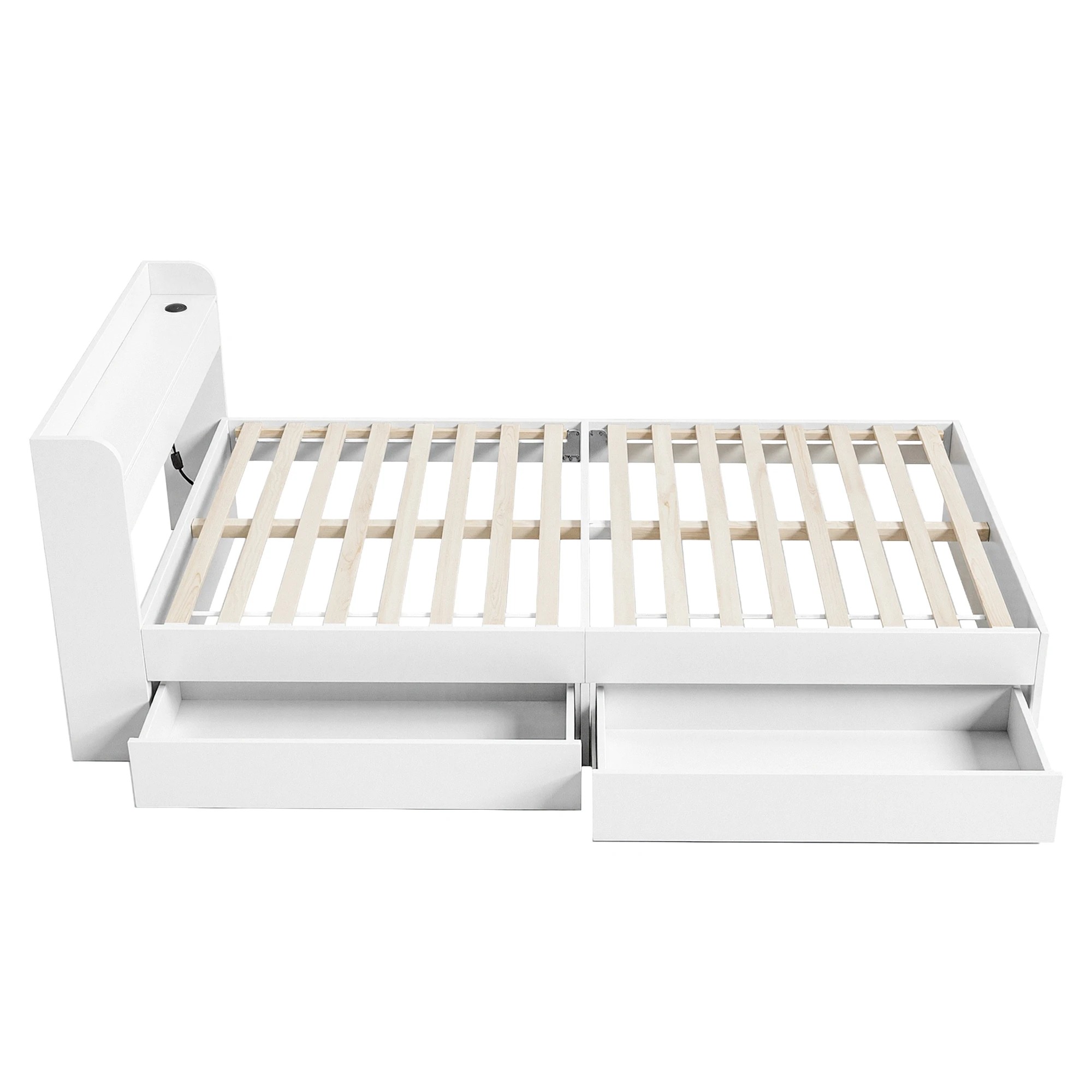 4 Artiss Bed Frame King Single Size with Charging Ports and 2 Drawers - White, 4 of 10