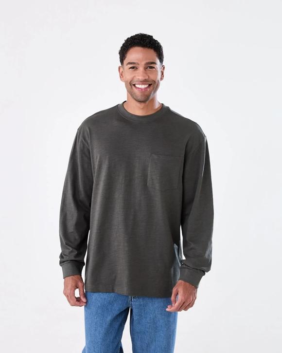 Long Sleeve Oversized Slub Pocket T-shirt