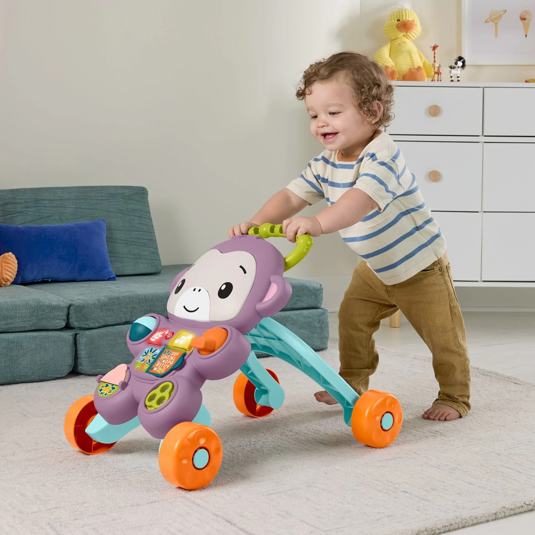 3 Fisher Price Learn with Me Purple Monkey Walker, 3 of 6