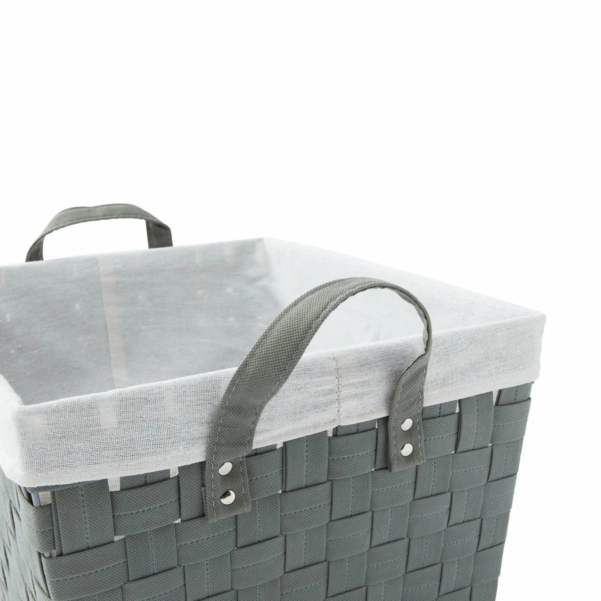 3 Woven Basket with Handles & Removable Liner - Large, Grey, 3 of 4