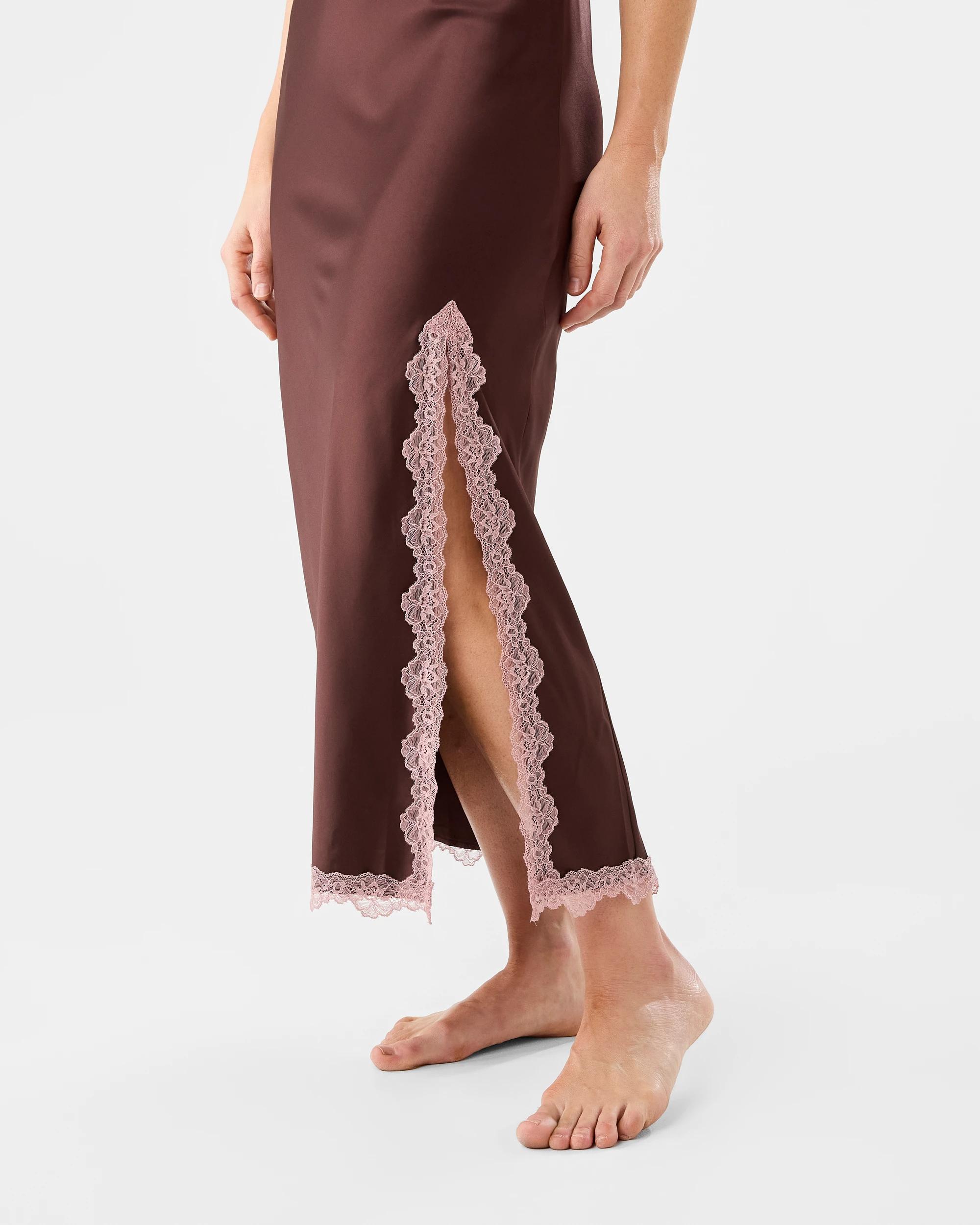 6 Satin Lace Midi Chemise Choc Chip, 6 of 6