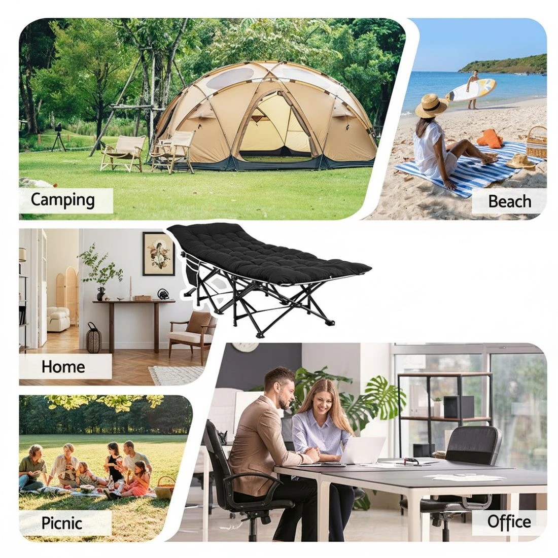 6 Artiss Folding Bed With Mattress Heavy Duty  185CM - Black, 6 of 8