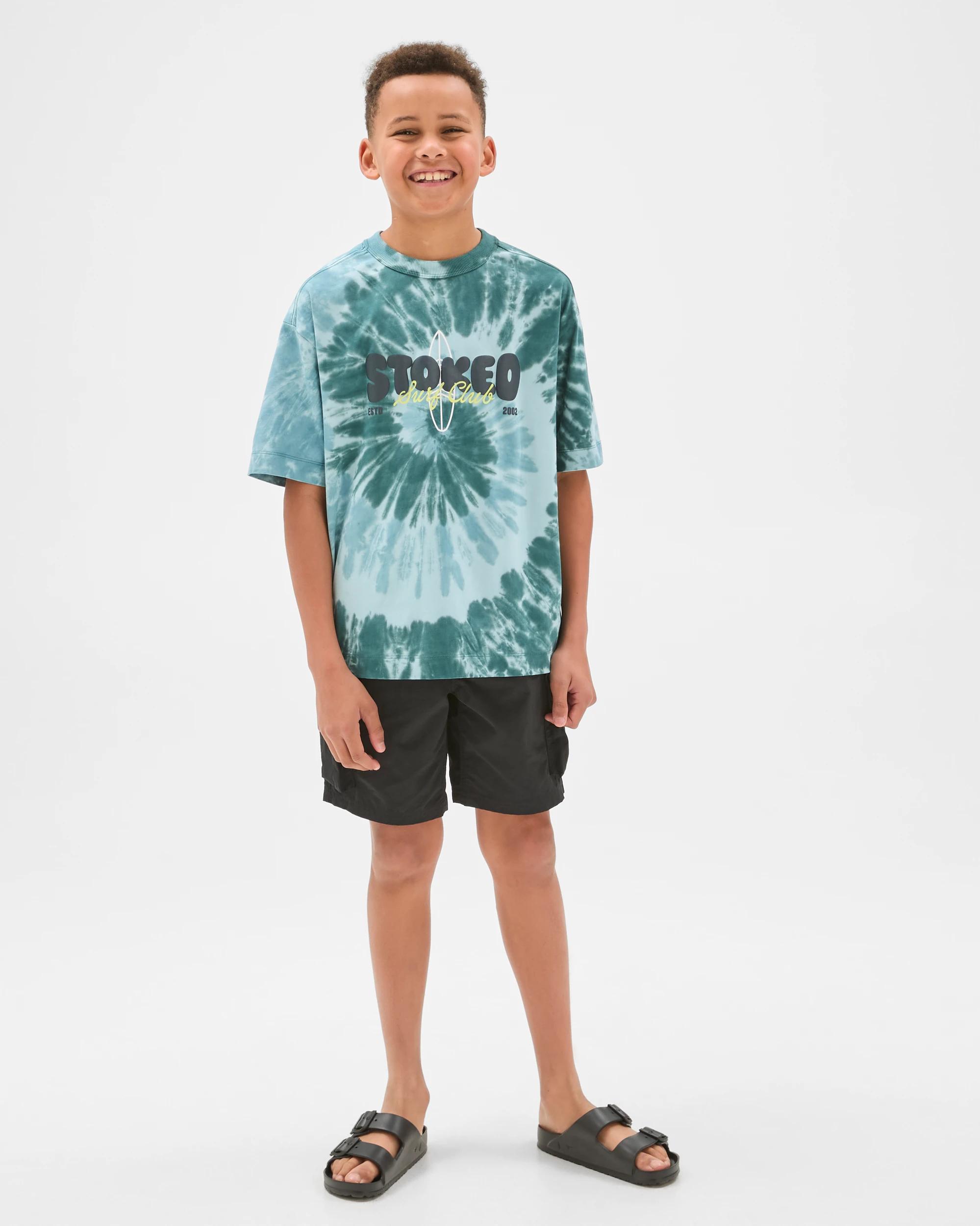 2 Target Kids Australian Cotton Oversized Dyed Graphic T-Shirt GREEN, 2 of 6
