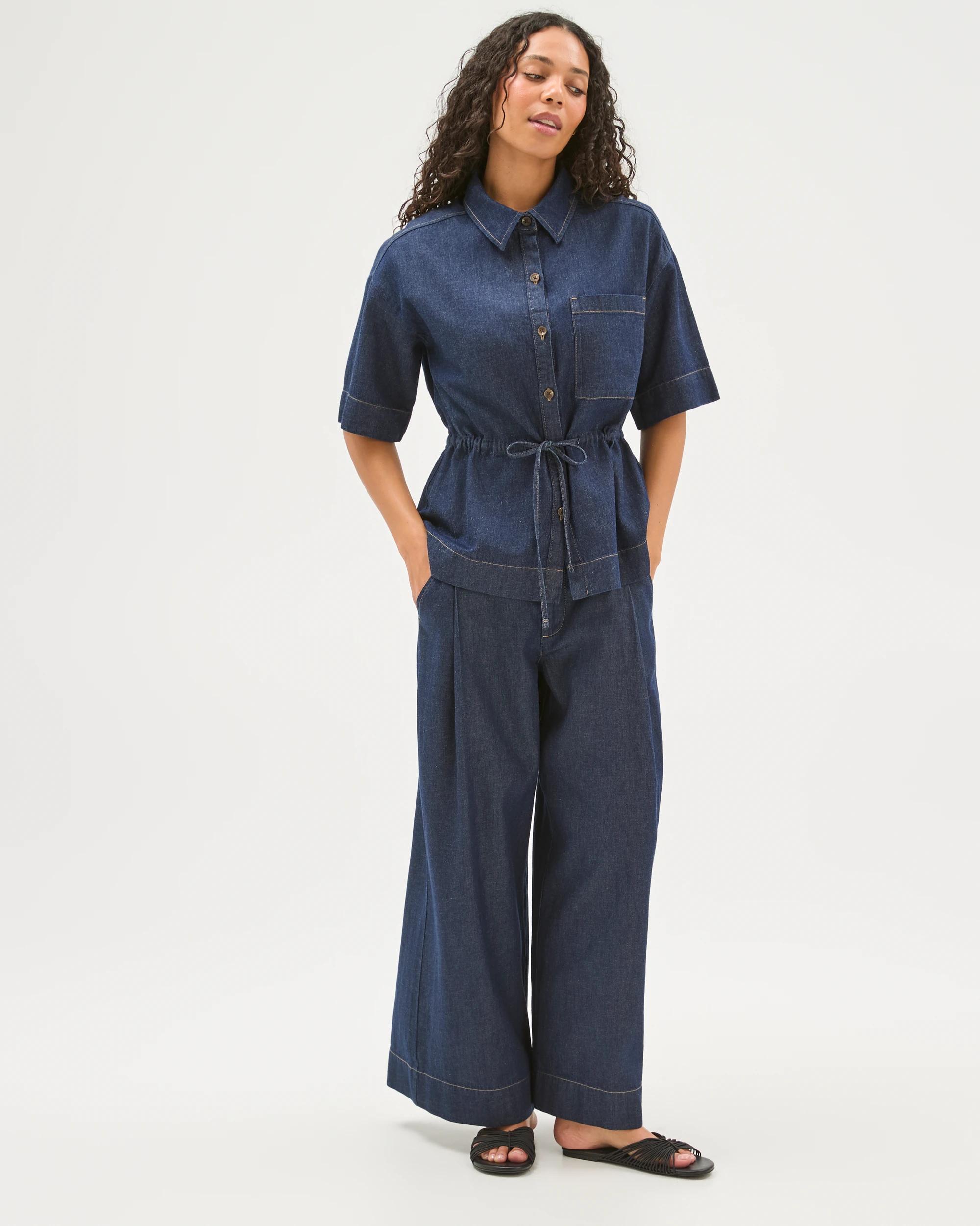 1 Target Denim Linen Denim Shirt RINSE, 1 of 8
