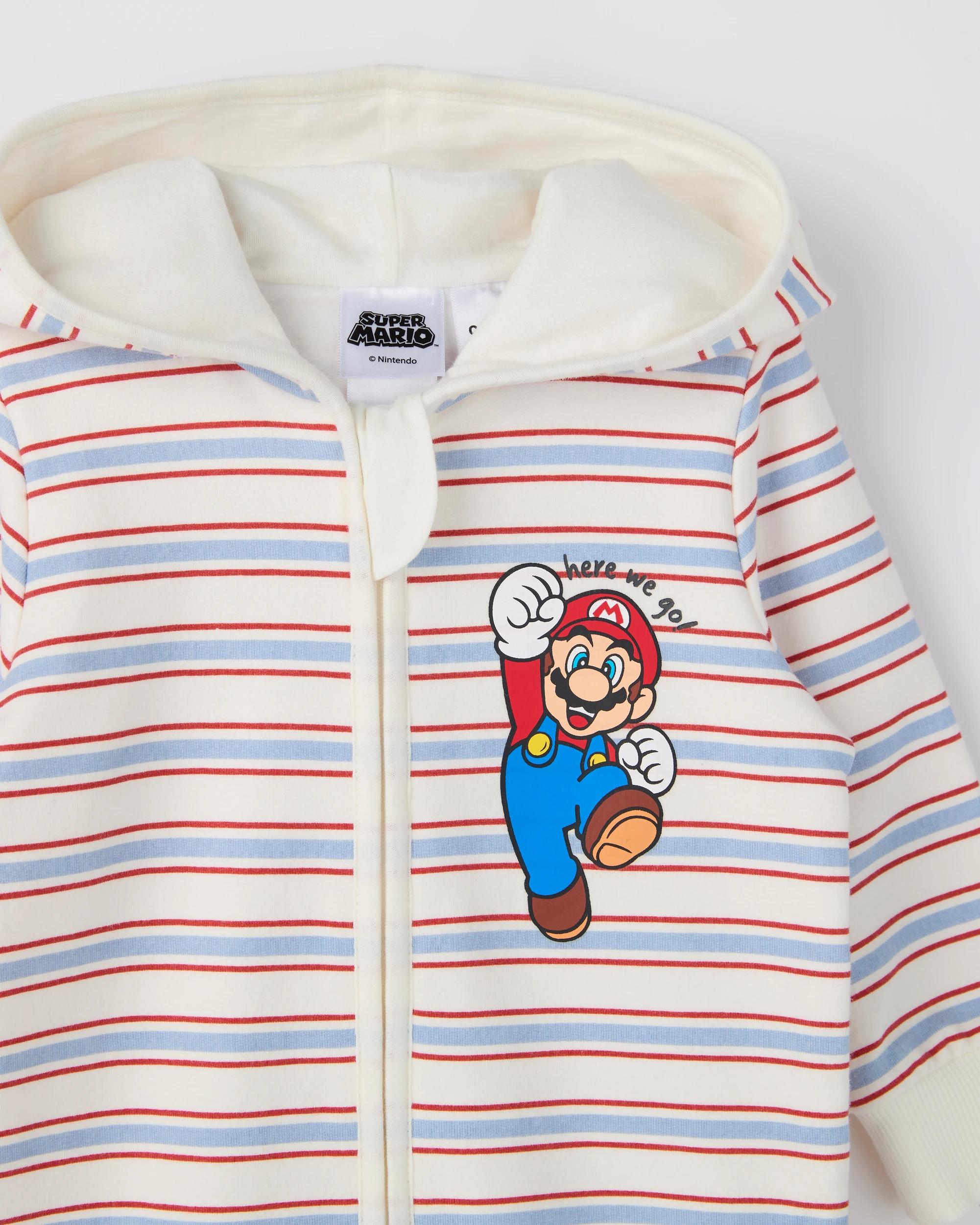 2 Super Mario Australian Cotton Baby Hooded Fleece Coverall CLOUD DANCER, 2 of 2
