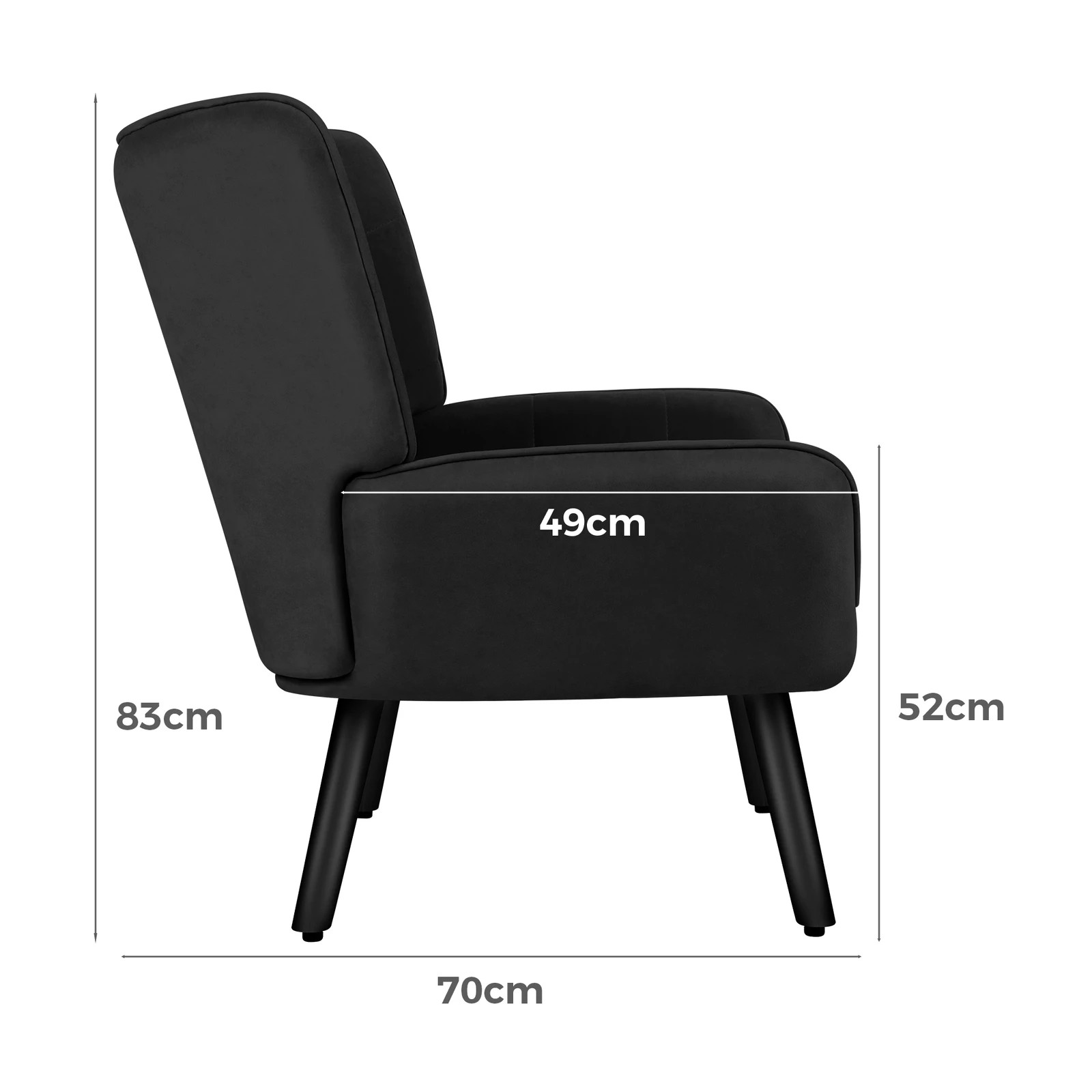 7 Alfordson Armchair Accent Chair Upholstered Lounge Sofa Tub Couch Velvet - Black, 7 of 9