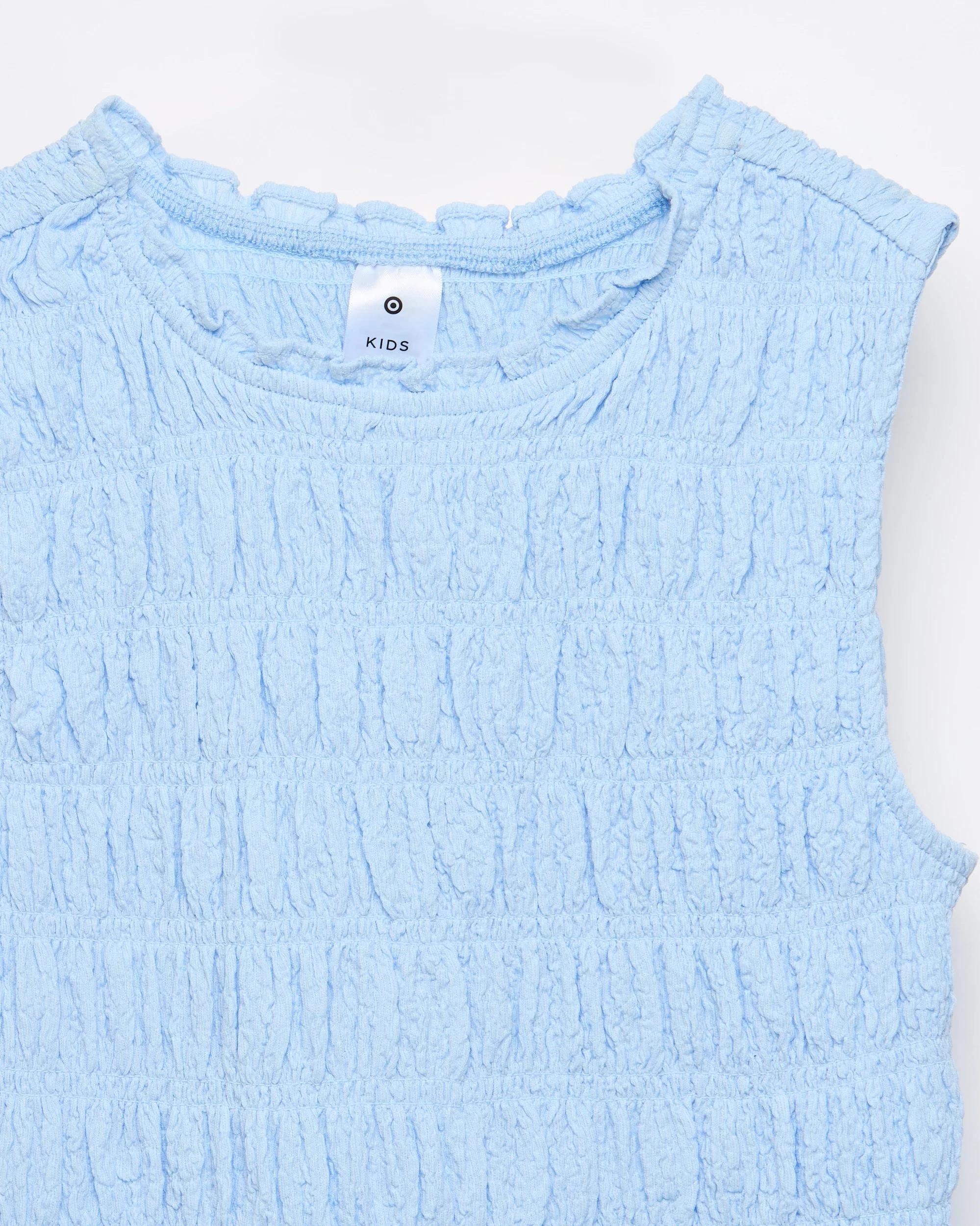 6 Target Textured Knit Shirred Tank Top TIDAL BLUE, 6 of 6