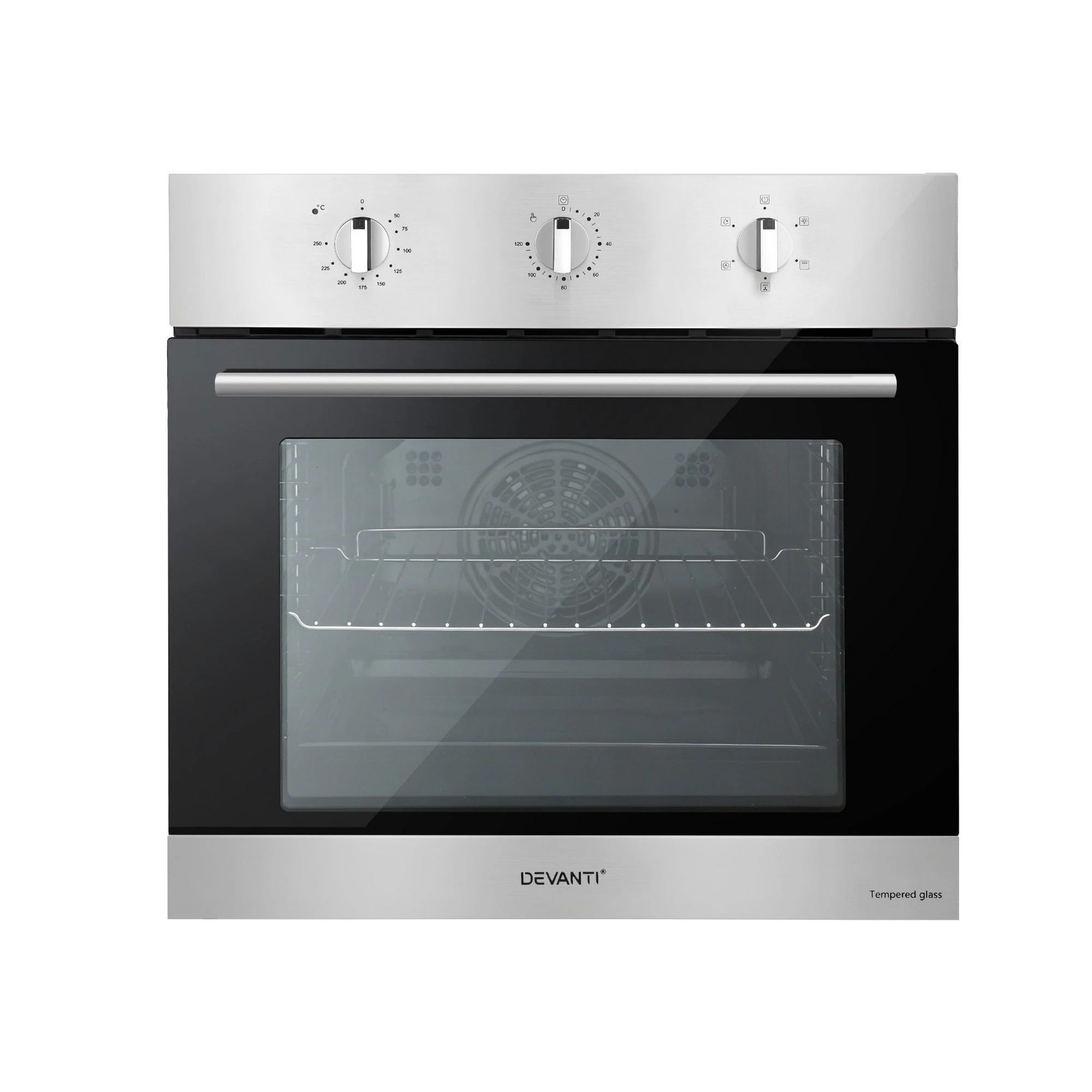 1 Devanti 60cm Electric Built In Wall Oven 70L Stainless Steel - Silver, 1 of 9