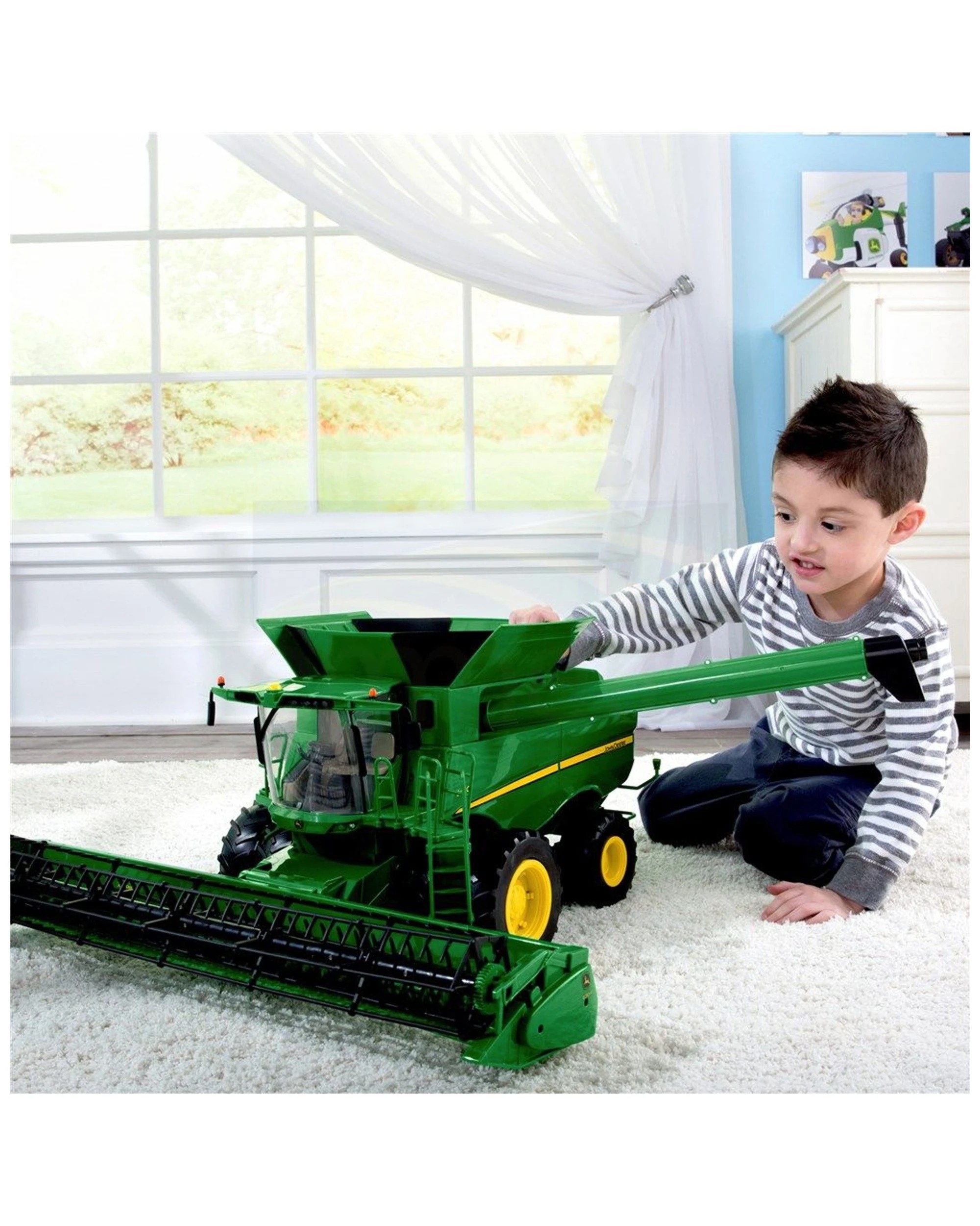 2 John Deere 1 16 Toy Combine Harvester With Corn And Grain Heads 65cm 3 Plus - Green, 2 of 2