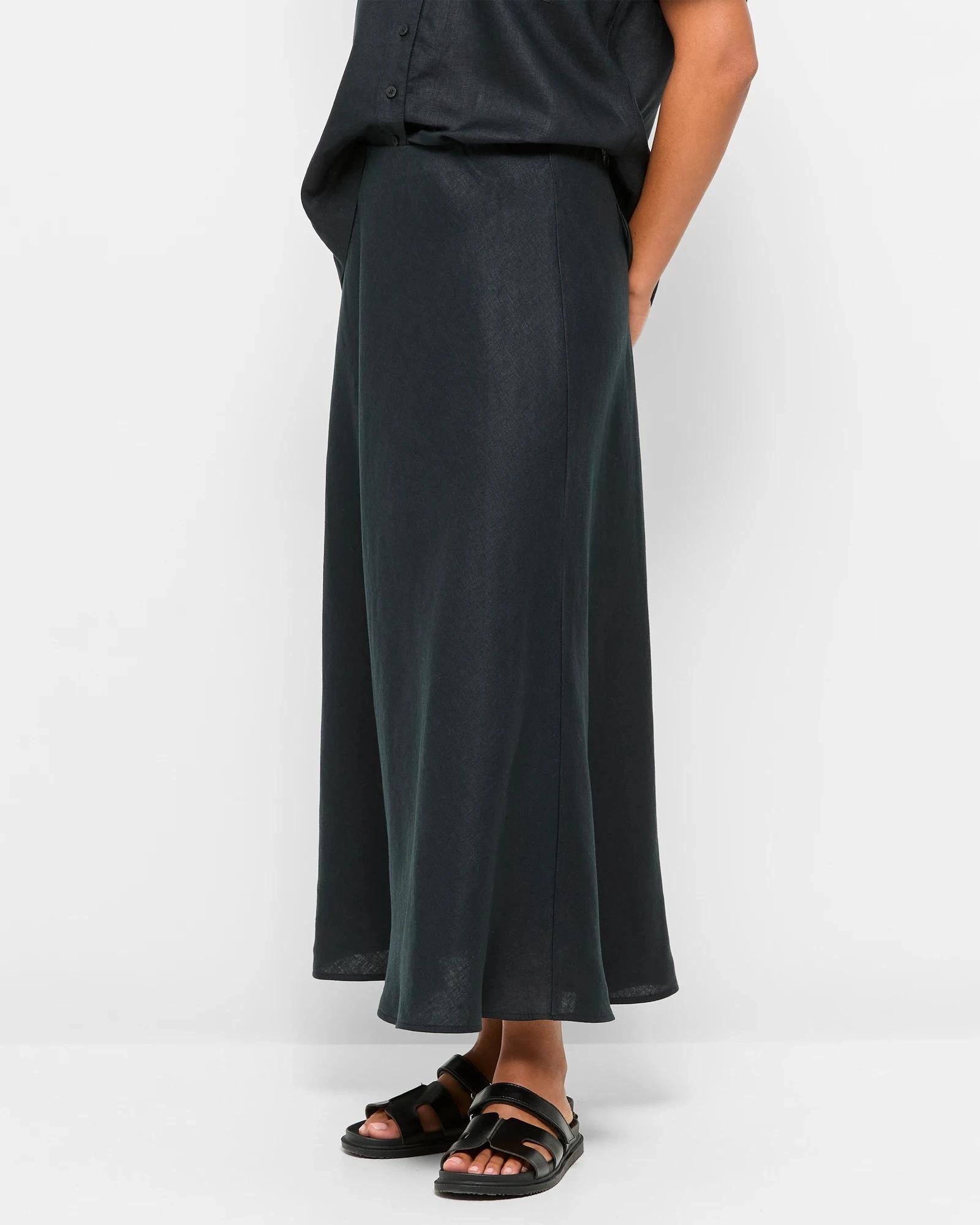 3 Target European Linen Bias Cut Midi Skirt BLACK, 3 of 5