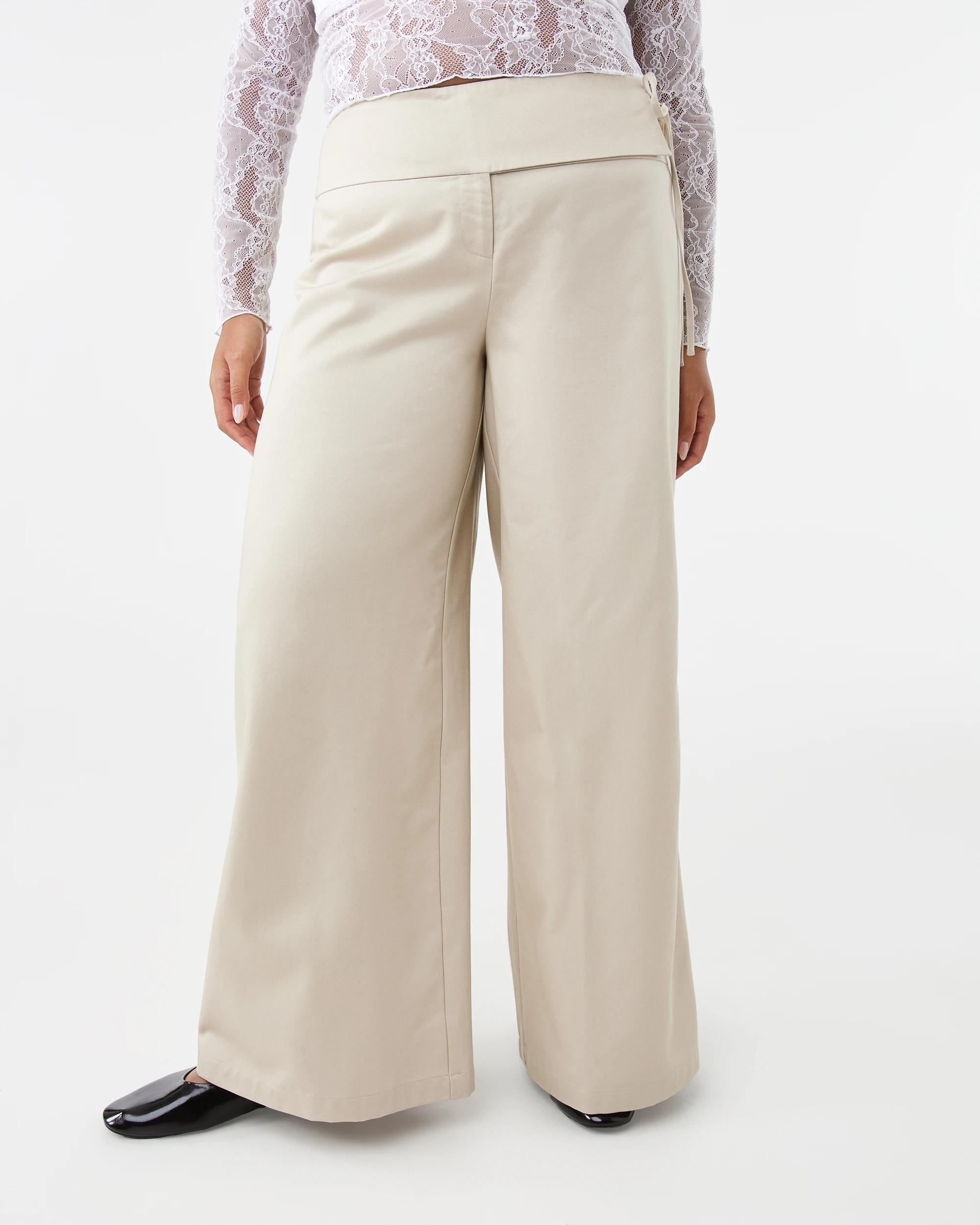 3 Side Tie Wide Leg Pants Light Tan, 3 of 7