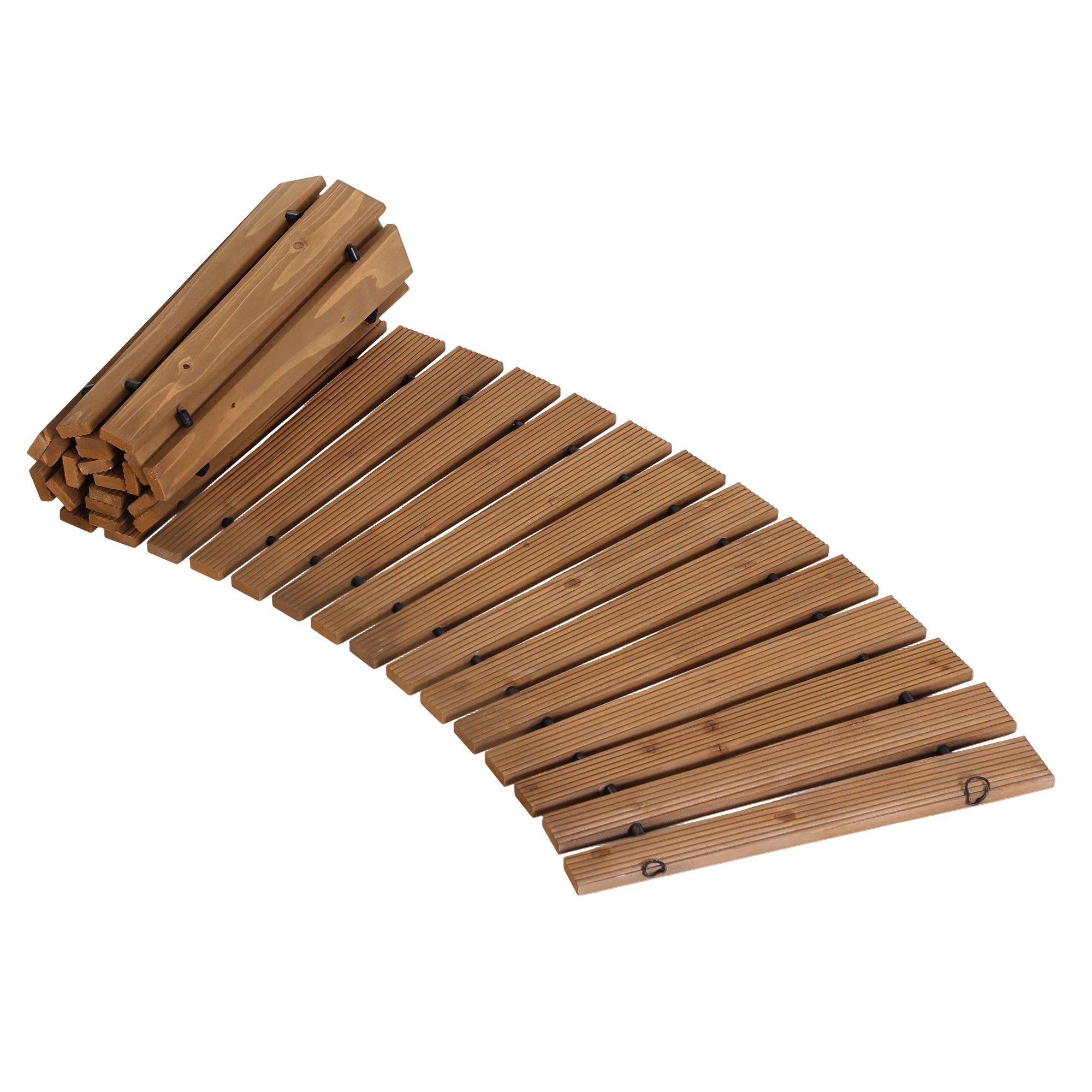 3 Gardeon 8FT Wooden Garden Pathway Roll-Out Curved Walkway Outdoor Backyard - Brown, 3 of 8