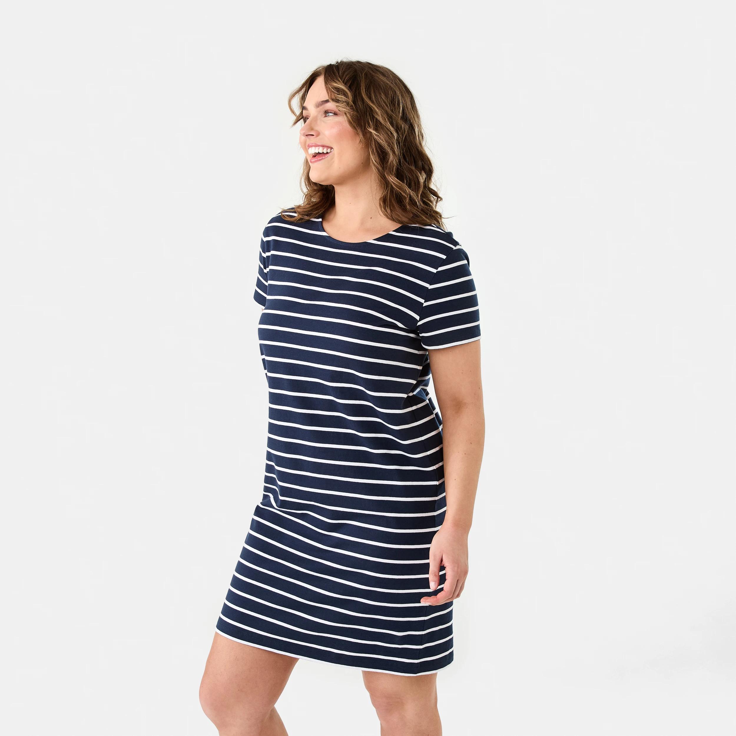 3 Short Sleeve Relaxed T-shirt Mini Dress STRIPE NAVY BLAZER, 3 of 7