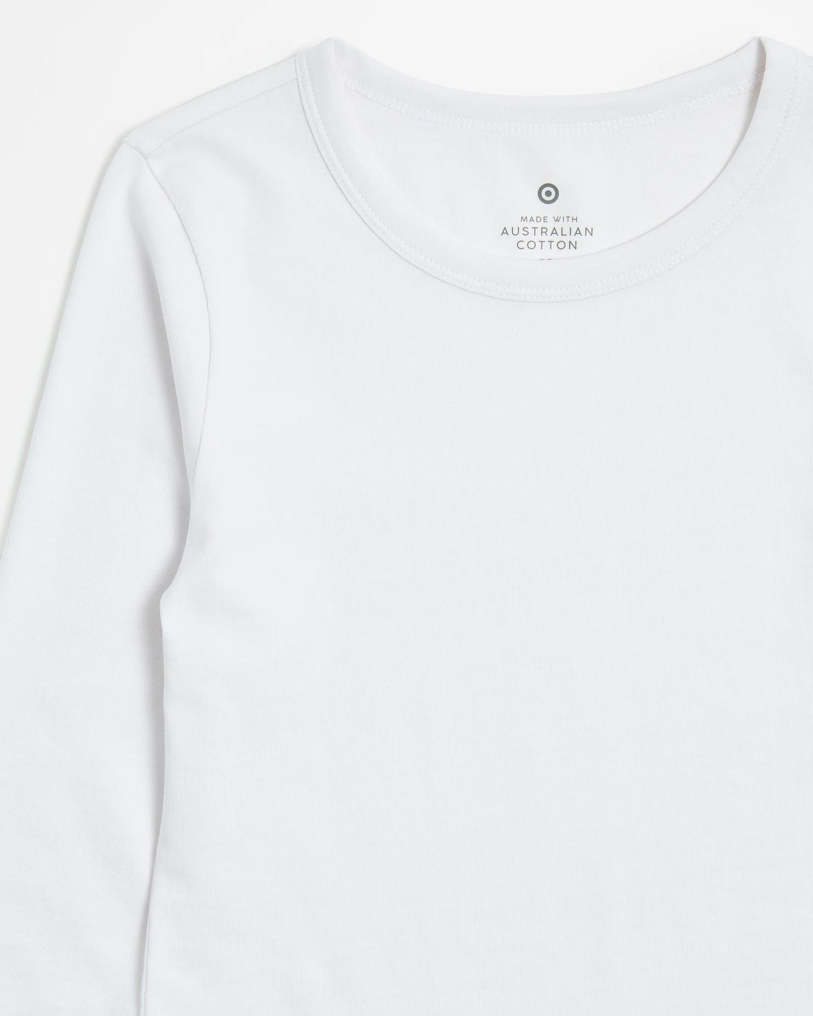 5 Target Australian Cotton Long Sleeve Top WHITE, 5 of 5