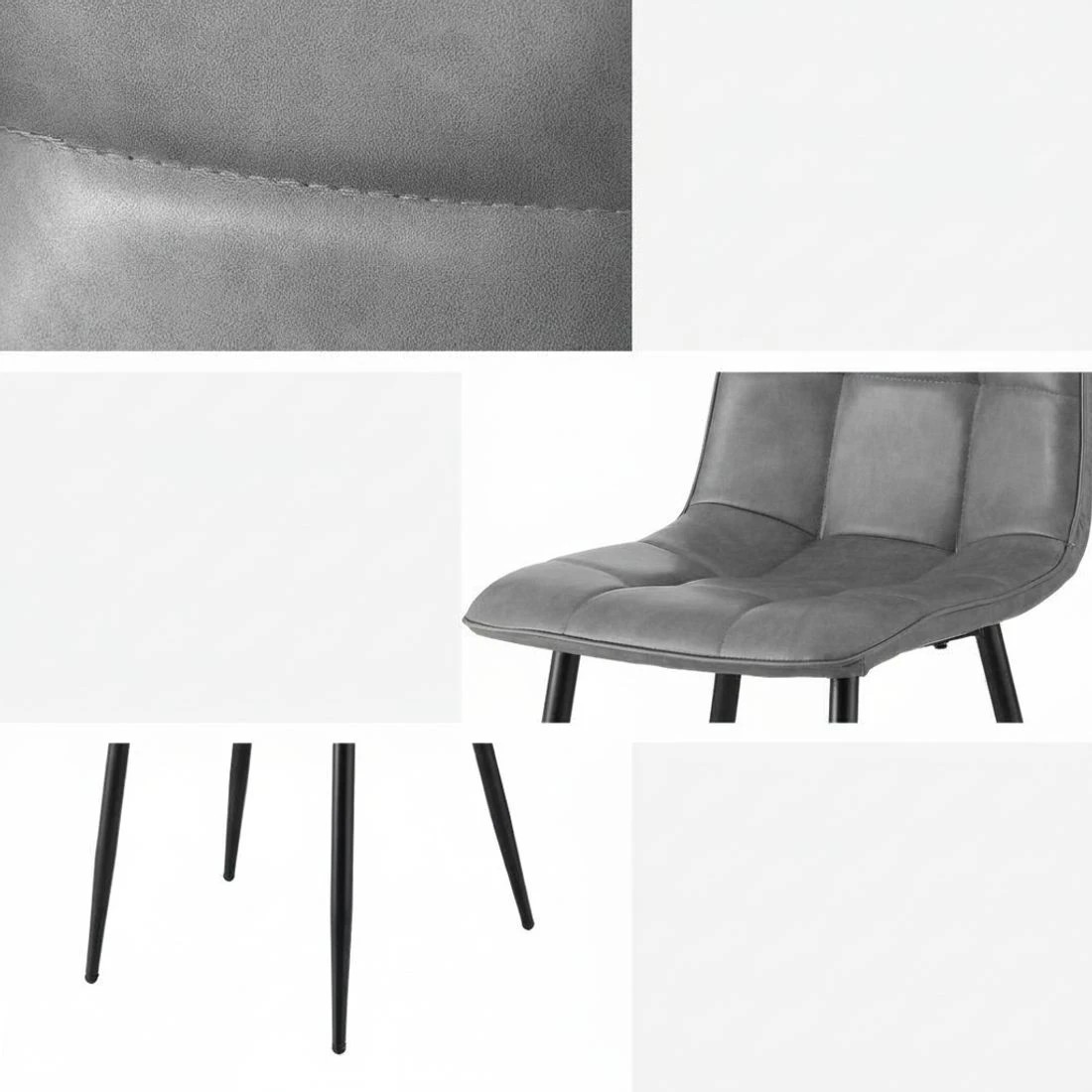 6 Artiss 4x Dining Chairs Retro PU Leather Kitchen Lounge Cafe Accent Chair - Grey, 6 of 6