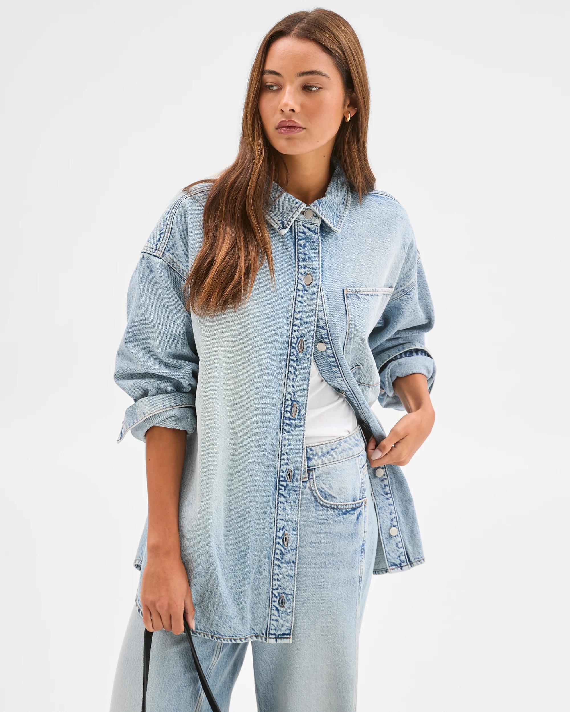 2 Lily Loves Denim Oversized Shirt SALTY BLUE, 2 of 10