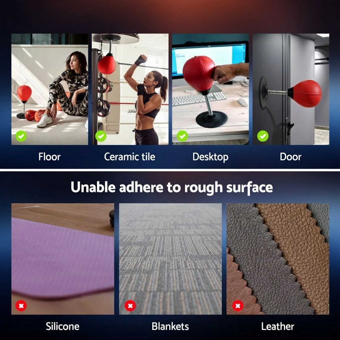 4 Everfit Desktop Punching Boxing Bag Stand Set with Pump Swivel Speed Balls - Red, 4 of 6