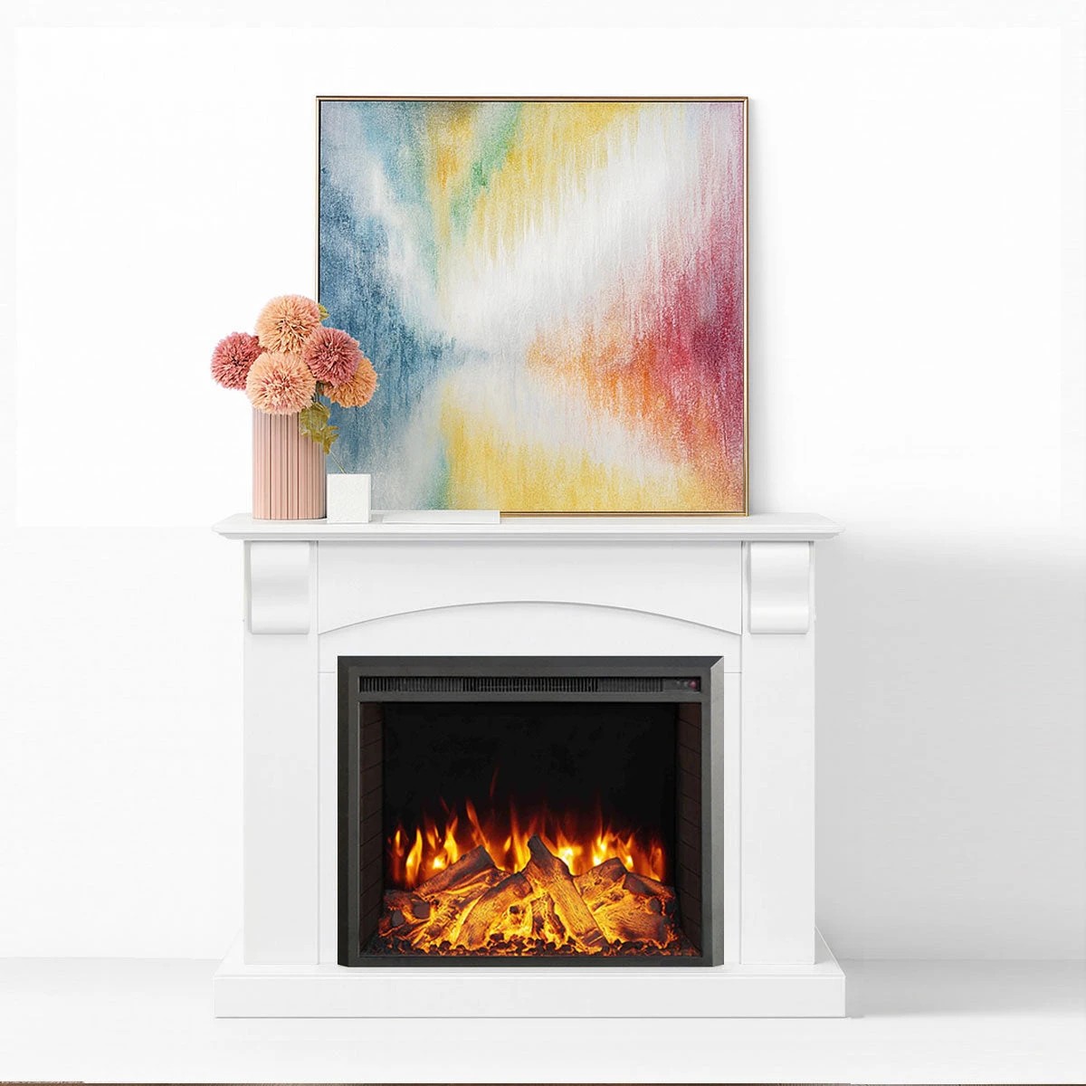 3 Moda Living Ascot Electric Fireplace Heater White Mantel Suite with Starlight Insert - White, 3 of 10