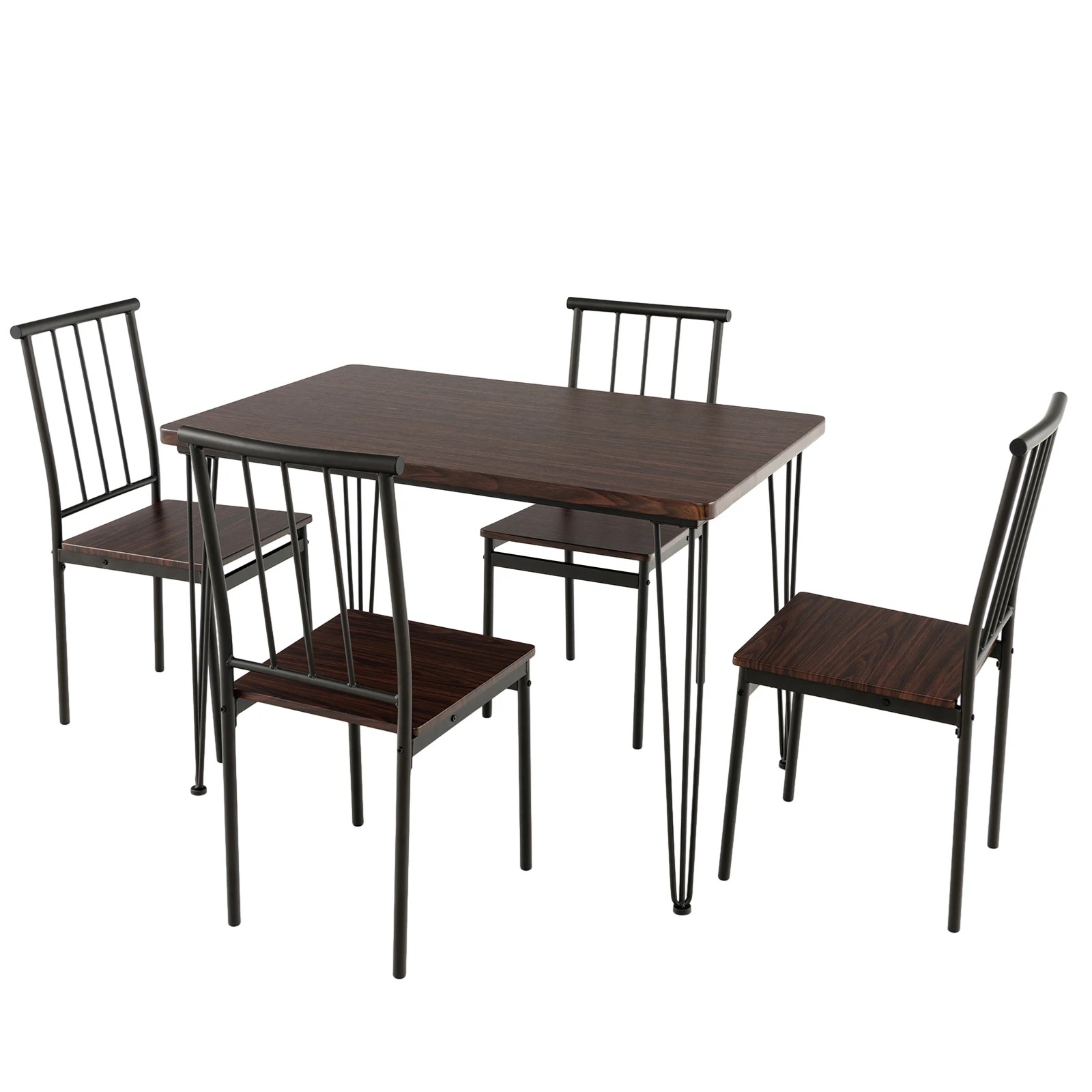1 Costway 5PCS Dining Table Set Dining Room Table & 4 Chairs w/Metal Frame Kitchen Table Set, 1 of 4