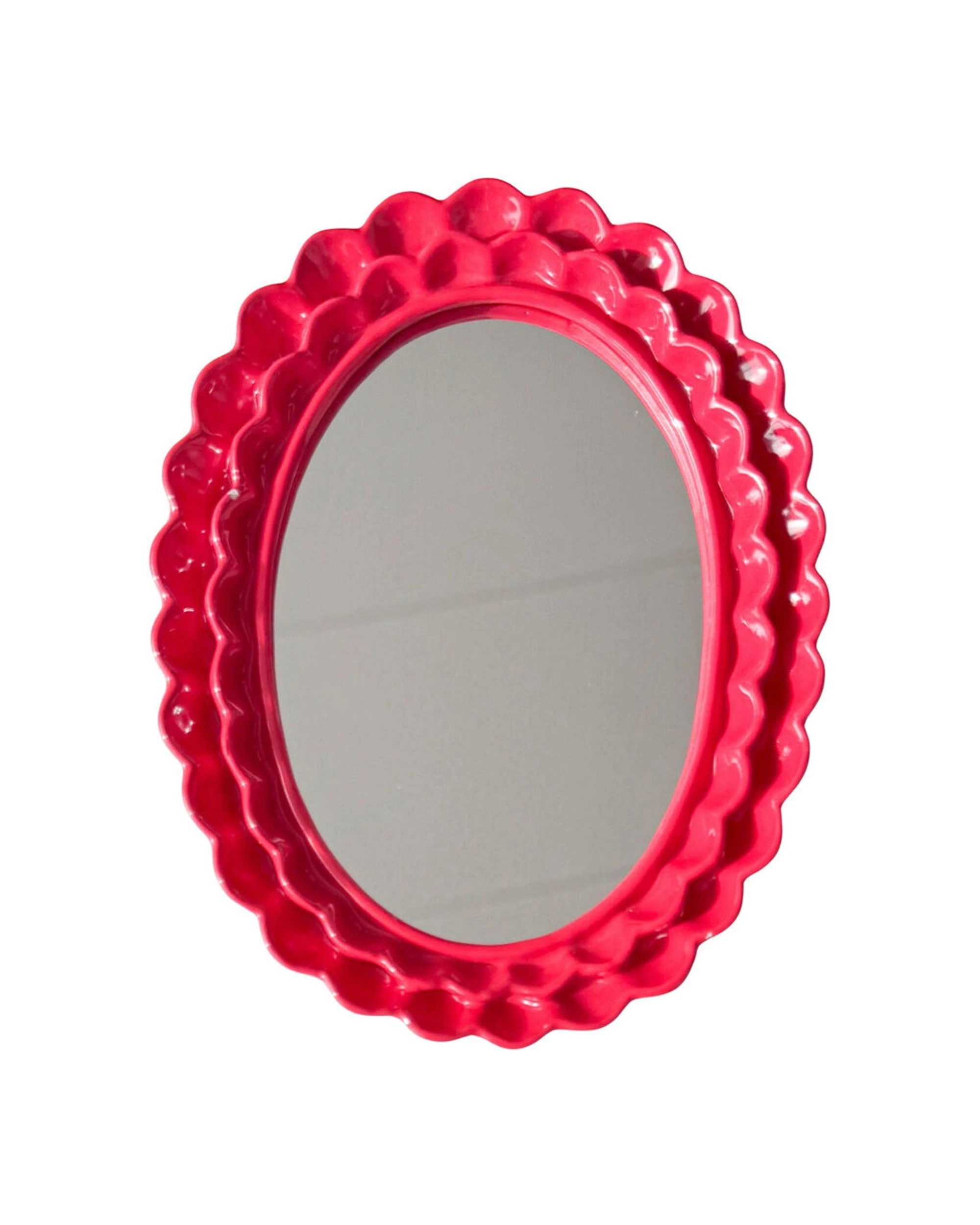 1 Urban Resin Wood Lotti Petal Oval Mirror Frame Resin MDF Home Decor 5x7in 22x18cm - Red, 1 of 1