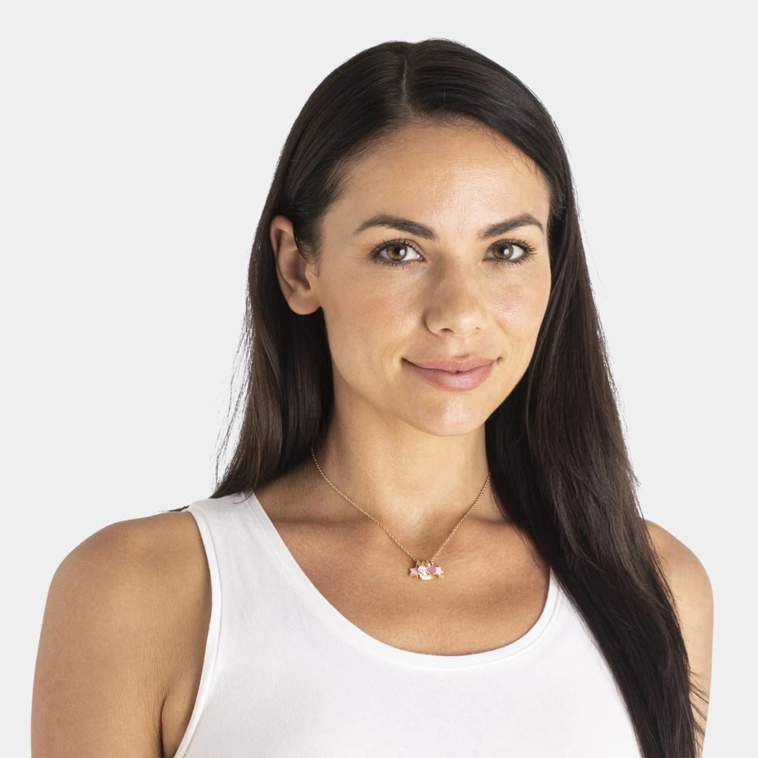 3 Cat & Bunny Charms Necklace - Pink and Gold Tone, 3 of 4