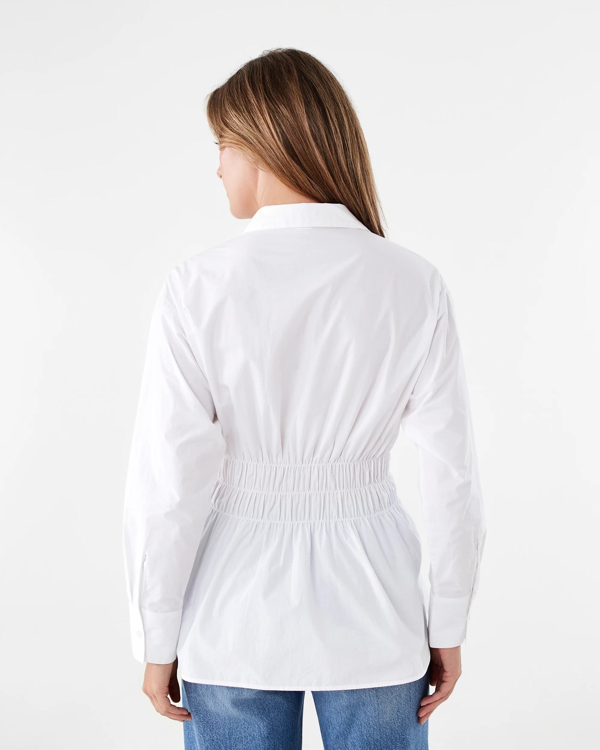 4 Long Sleeve Shirred Waist Shirt White, 4 of 8