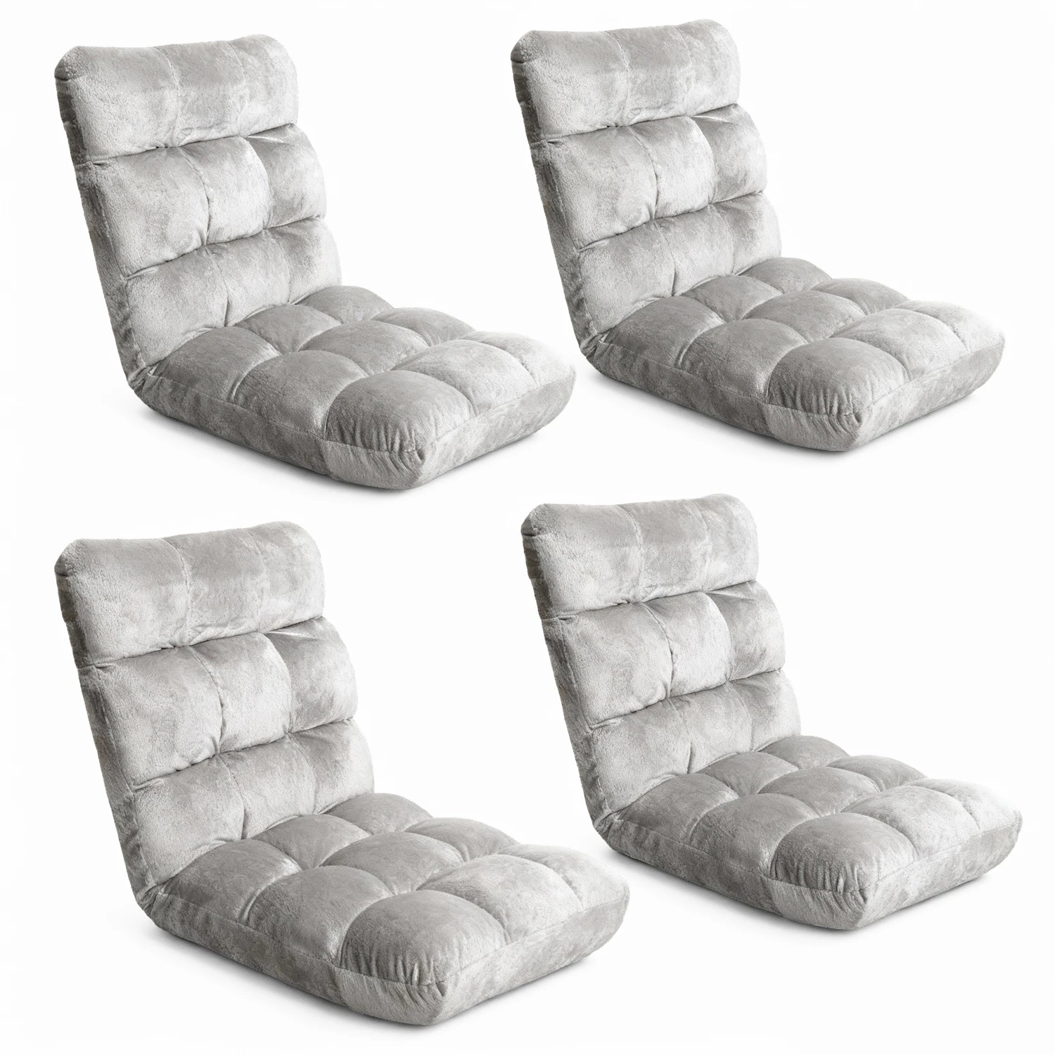 1 Artiss 4X Lounge Sofa Bed Flannel Fabric - Grey, 1 of 9