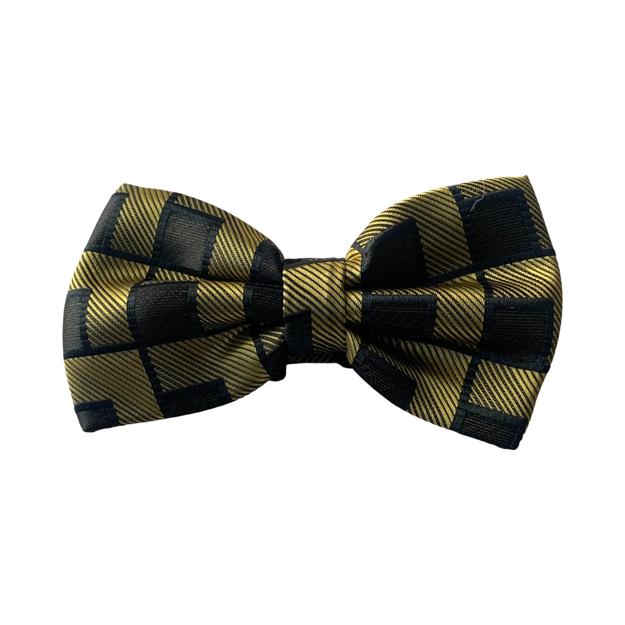 4 Zasel Mens Gold Rectilinear Matching Bow Tie, Pocket Square & Cuff Links Set - Multi, 4 of 4