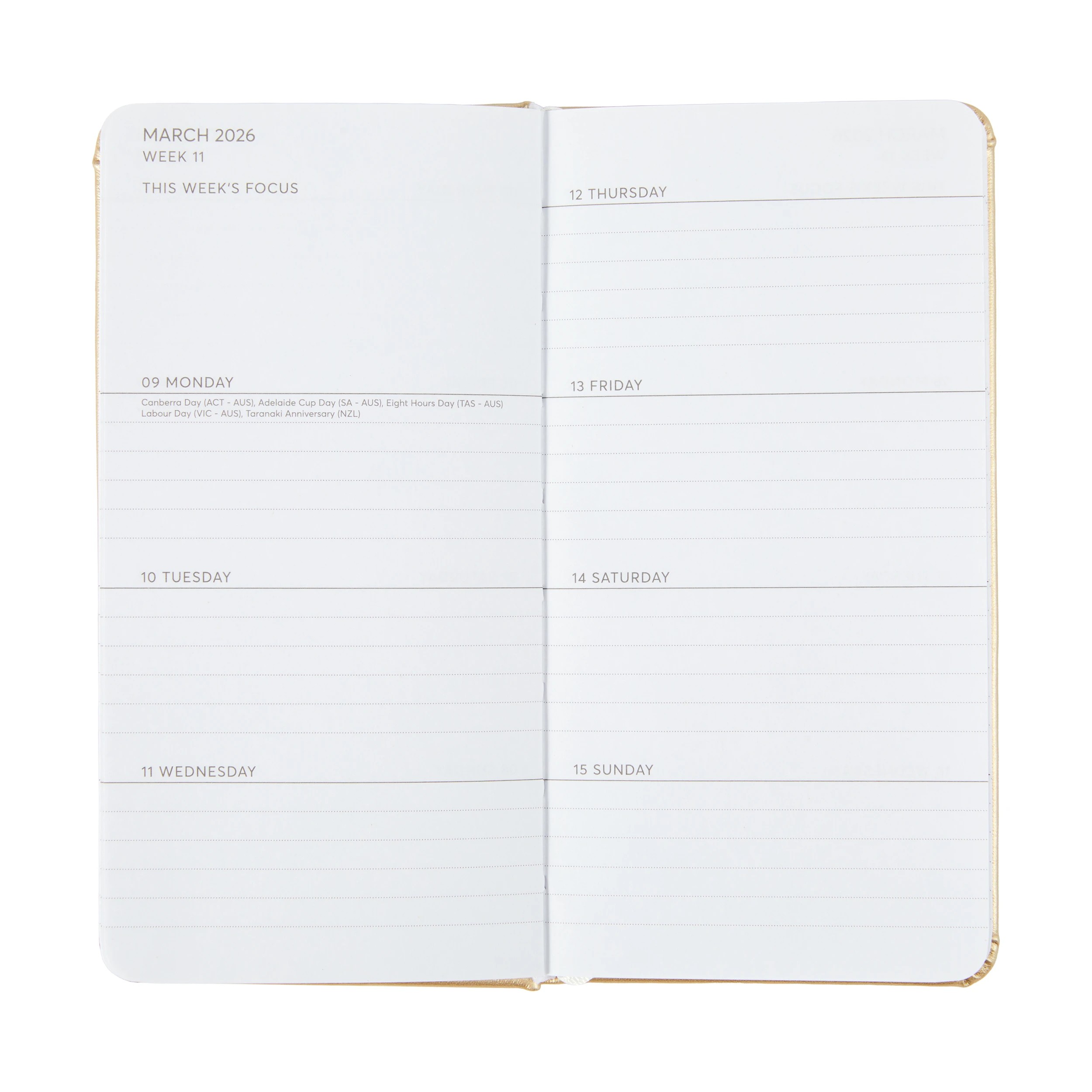 6 2026 Slim Weekly Diary - Brown, 6 of 9