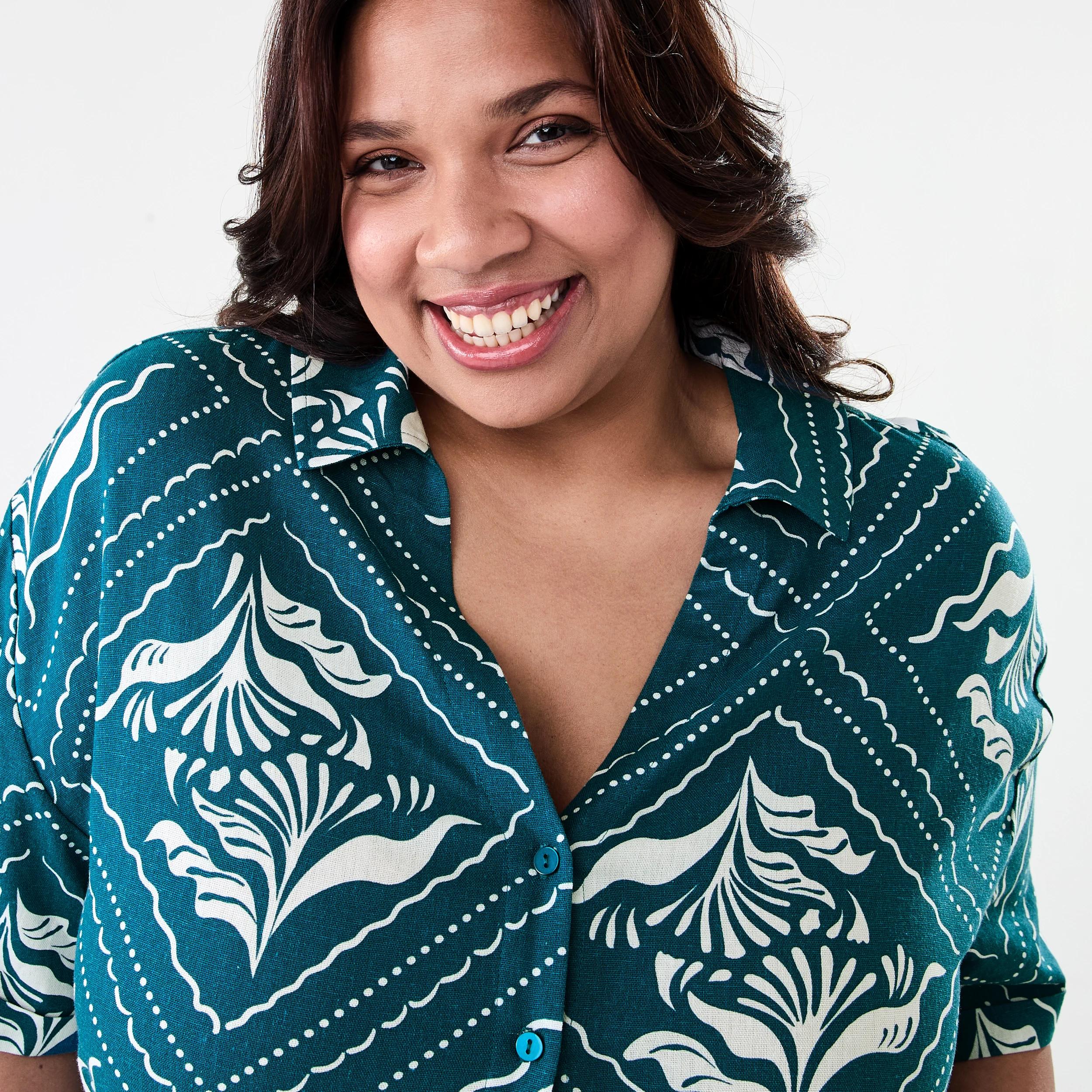 4 Curve Short Sleeve Resort Shirt Palm Tile, 4 of 7