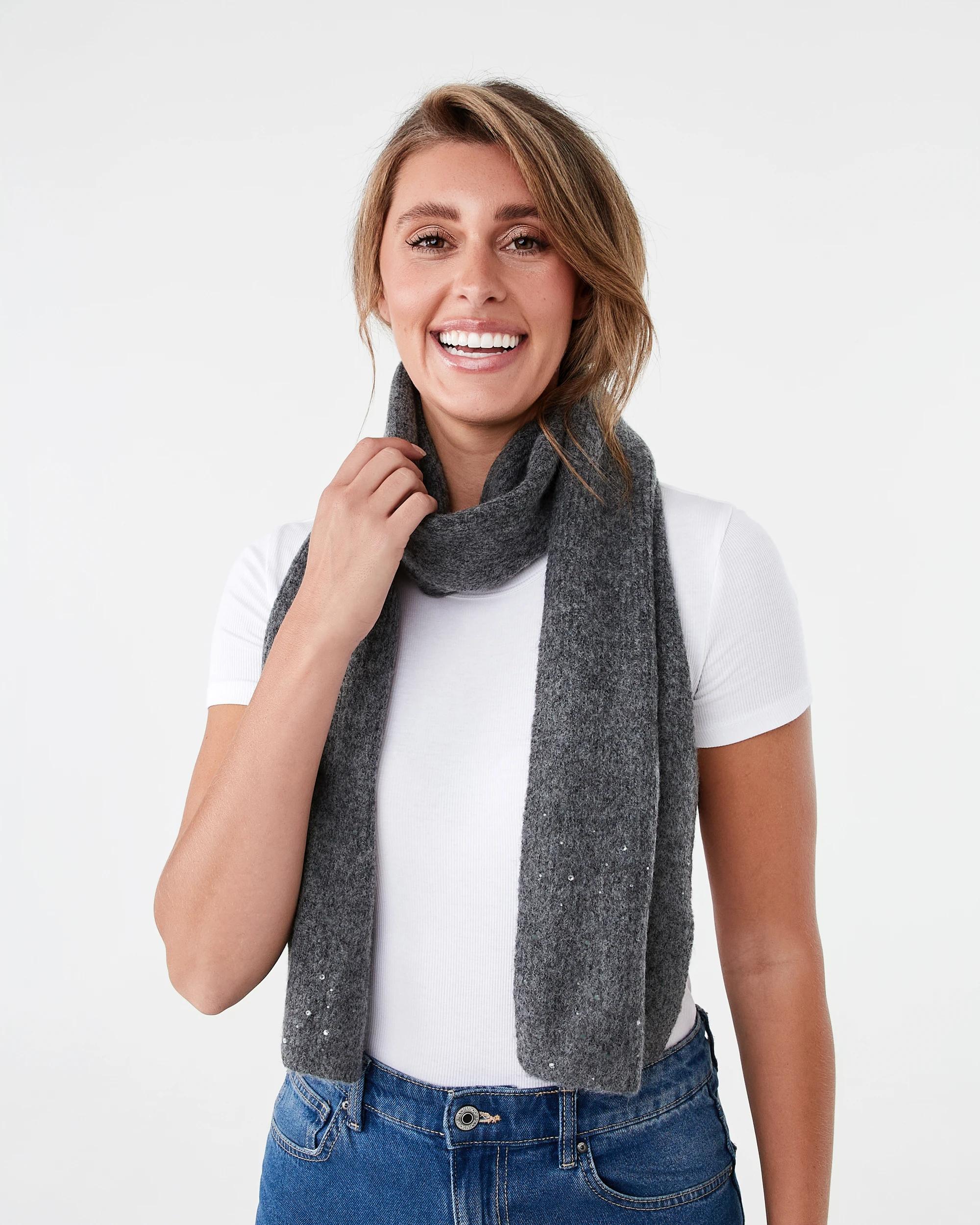 3 Rhinestone Scarf Grey Marle, 3 of 3