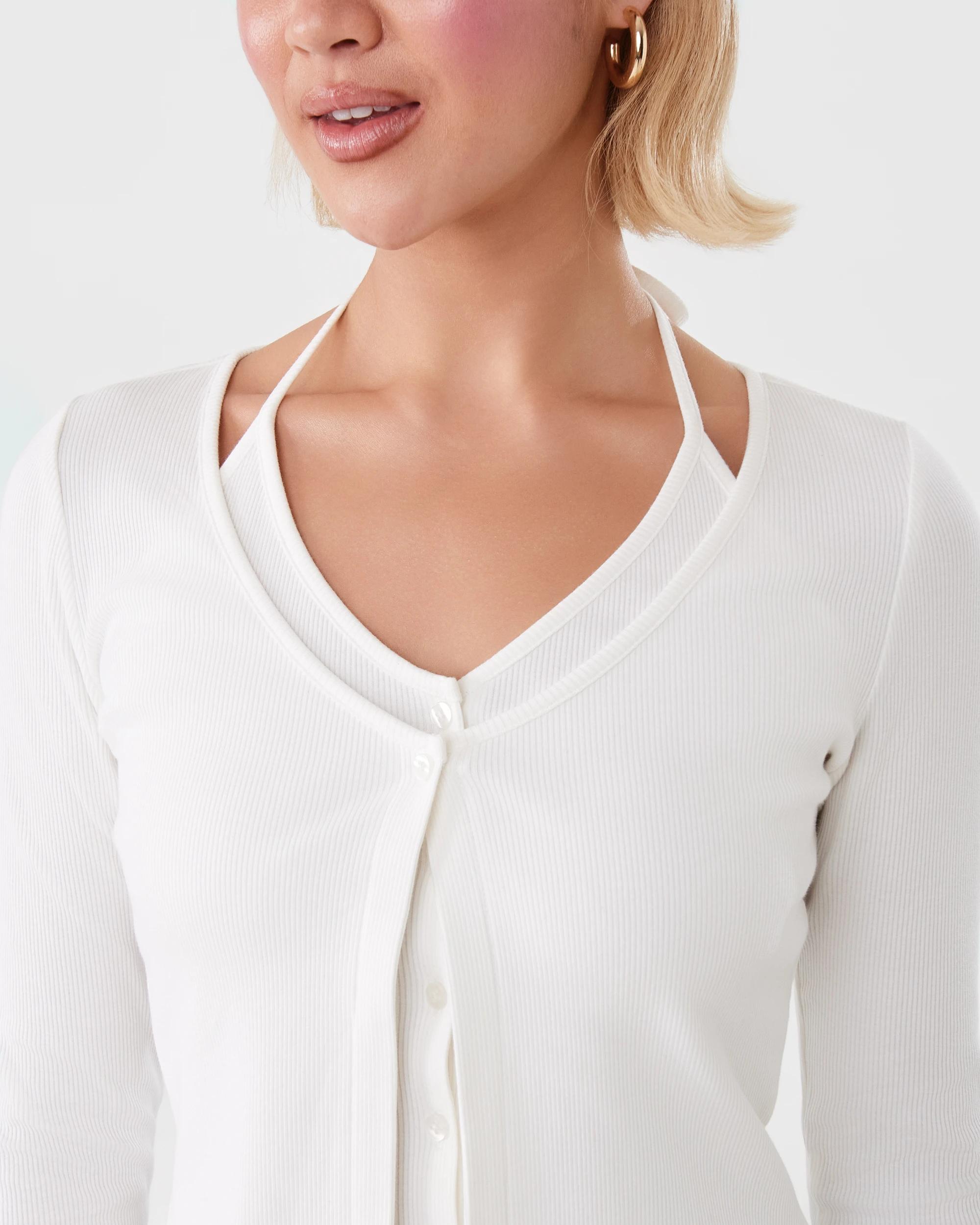 6 Two in One Cardigan Snw White, 6 of 8