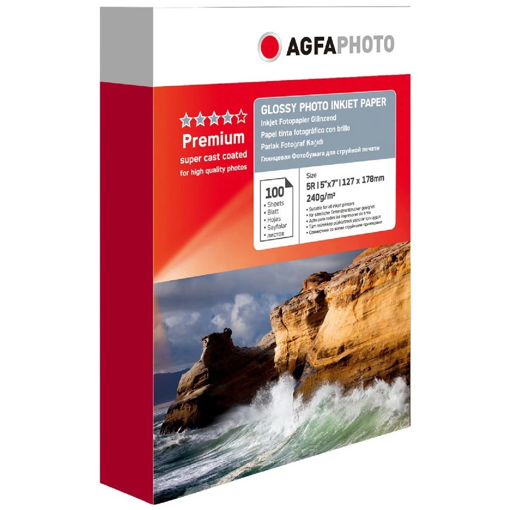 1 AGFA 5 x 7" Glossy Photo Paper Inkjet 240gsm 100 Pack, 1 of 1