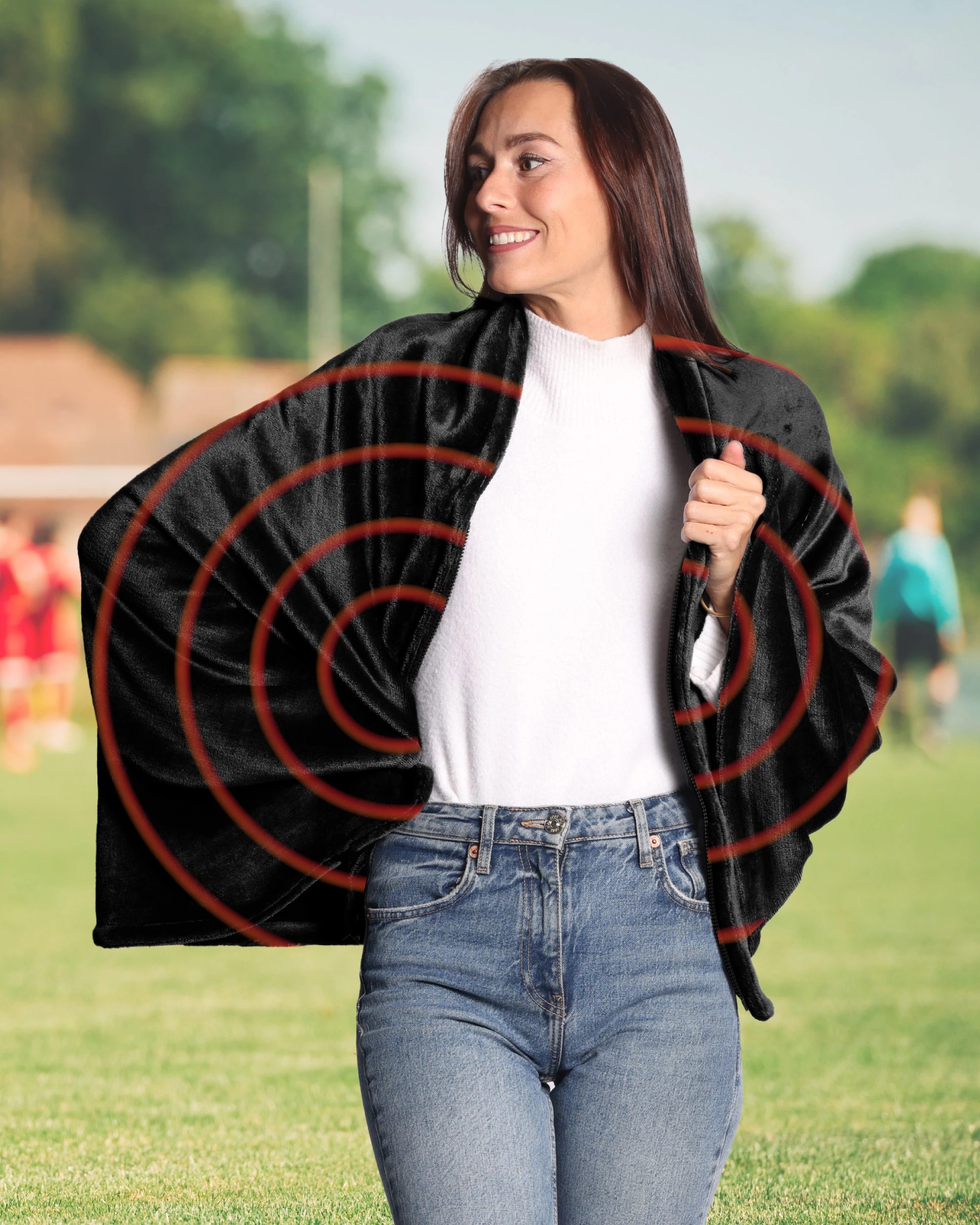 2 Sash and Bloom WinterWarm Heated Shawl Black Portable 2-in-1 Super-Soft Heated Blanket That Zips Into A Shawl, 2 of 8