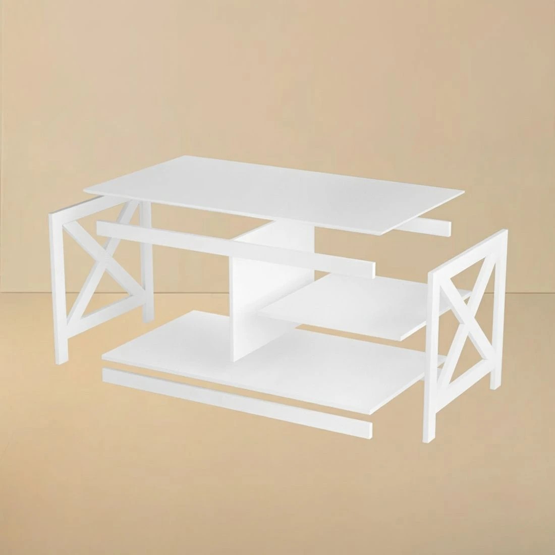 6 Artiss Coffee Table Storage Shelf - White, 6 of 7