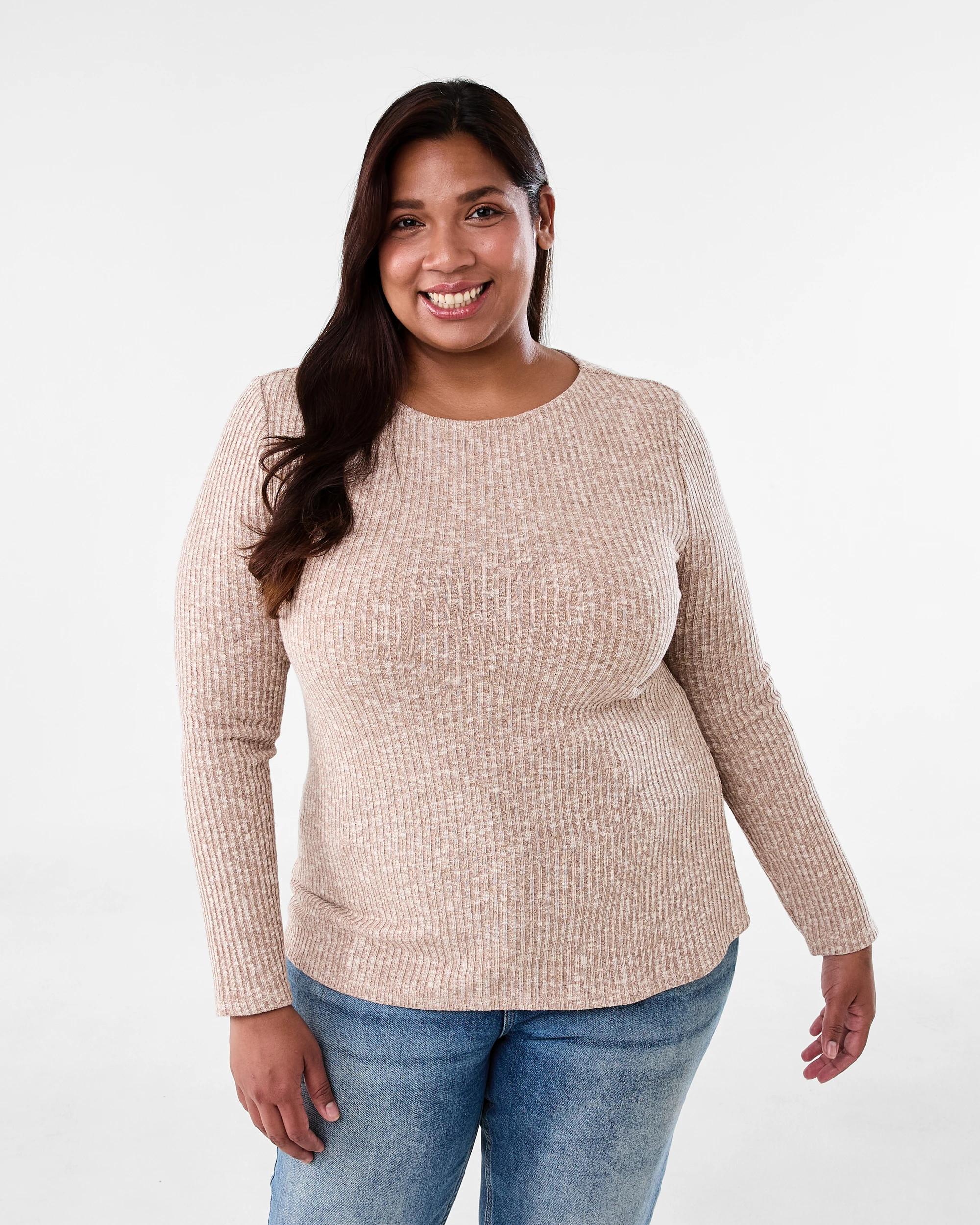 1 Curve Long Sleeve Boat Neck Top Nat Taupe, 1 of 5