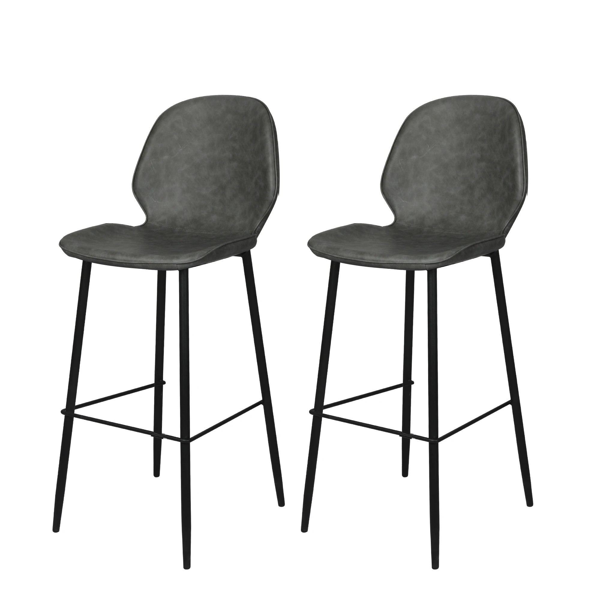 1 Levede 2x Charcoal Leatherbar Stool, 1 of 6