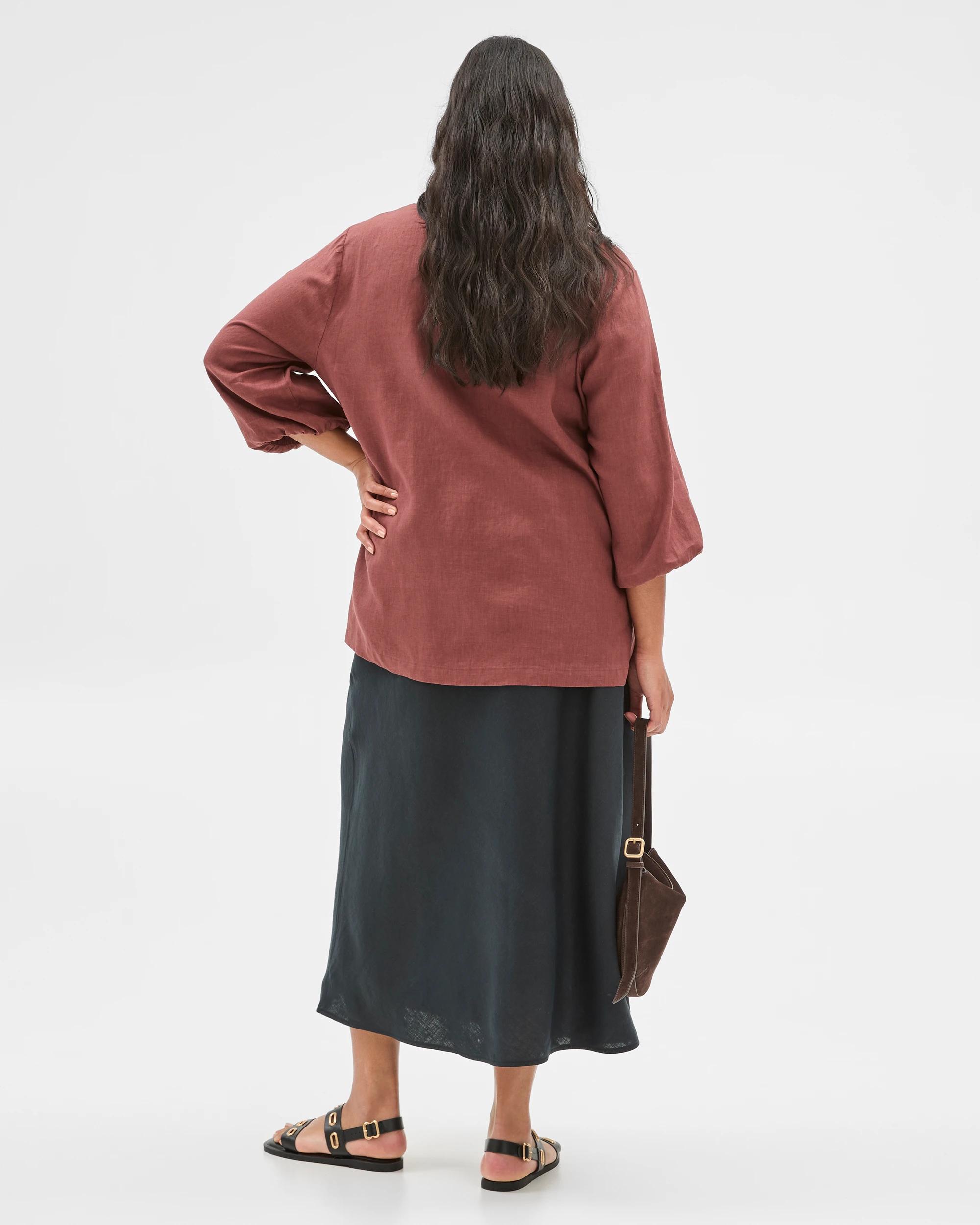 4 Target Plus Size European Linen Midi Skirt BLACK, 4 of 6