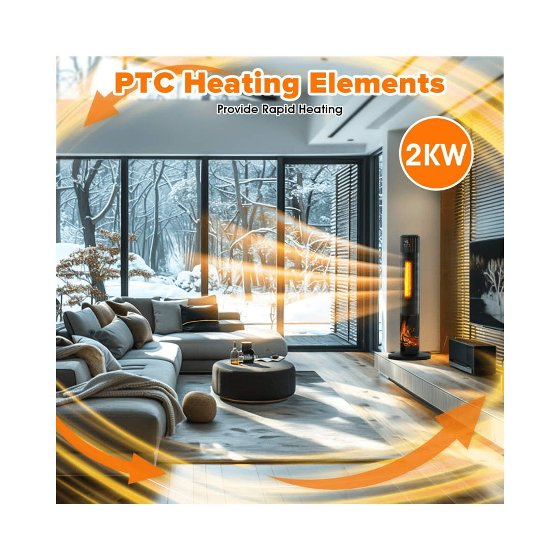 3 Advwin Ceramic Fan Heater With Flame Effect 2000w
 - Black, 3 of 7