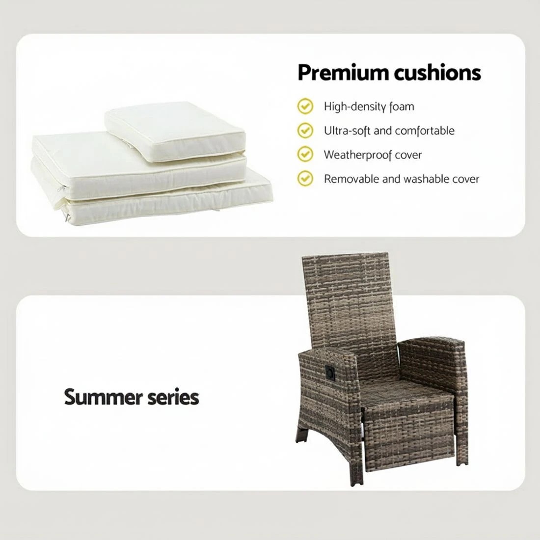 6 Gardeon Outdoor Recliner Chairs Sun lounge Wicker Lounger Patio Furniture Adjustable - Natural, 6 of 6