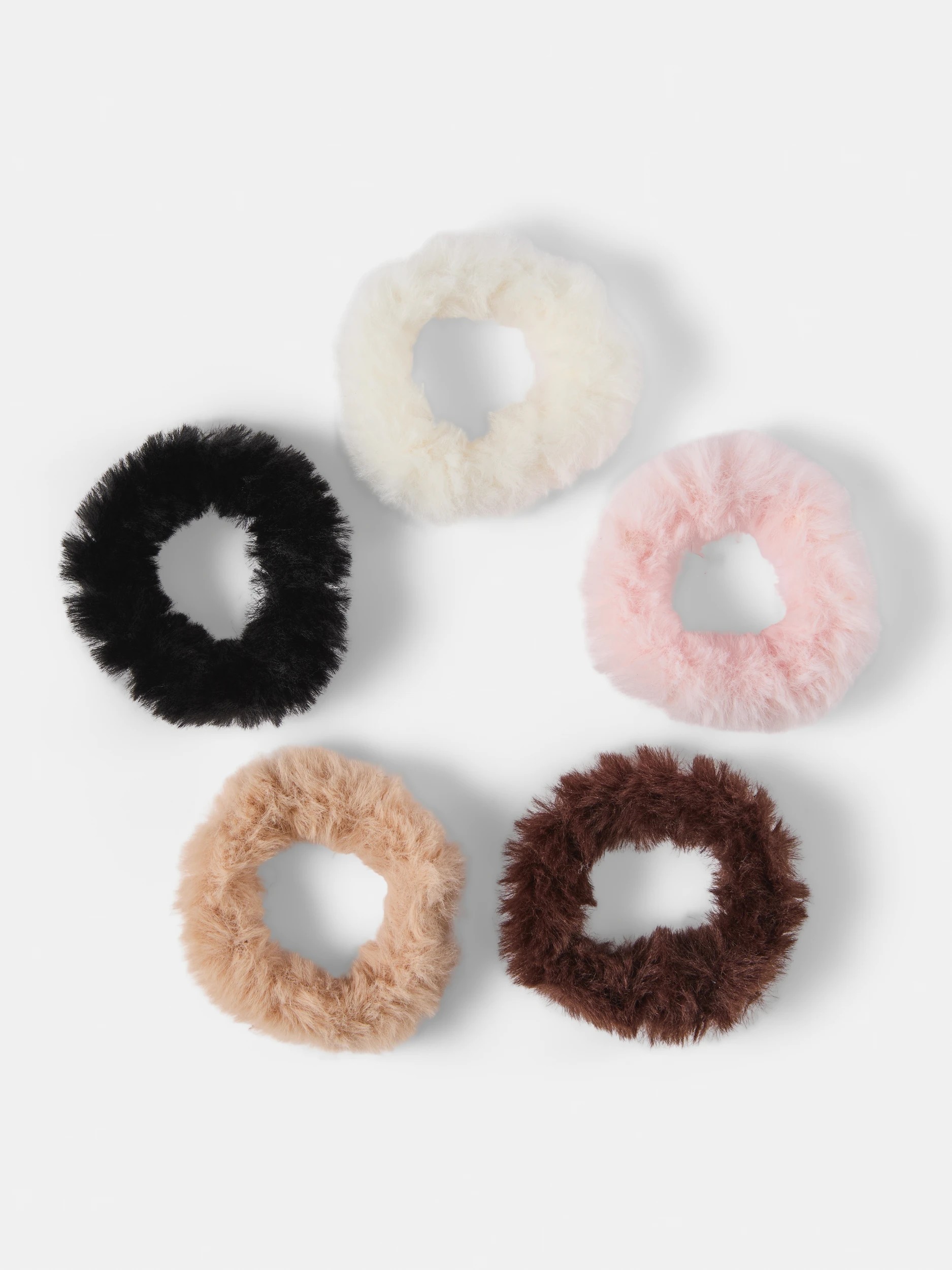 2 5 Pack Faux Fur Mini Hair Scrunchies, 2 of 5