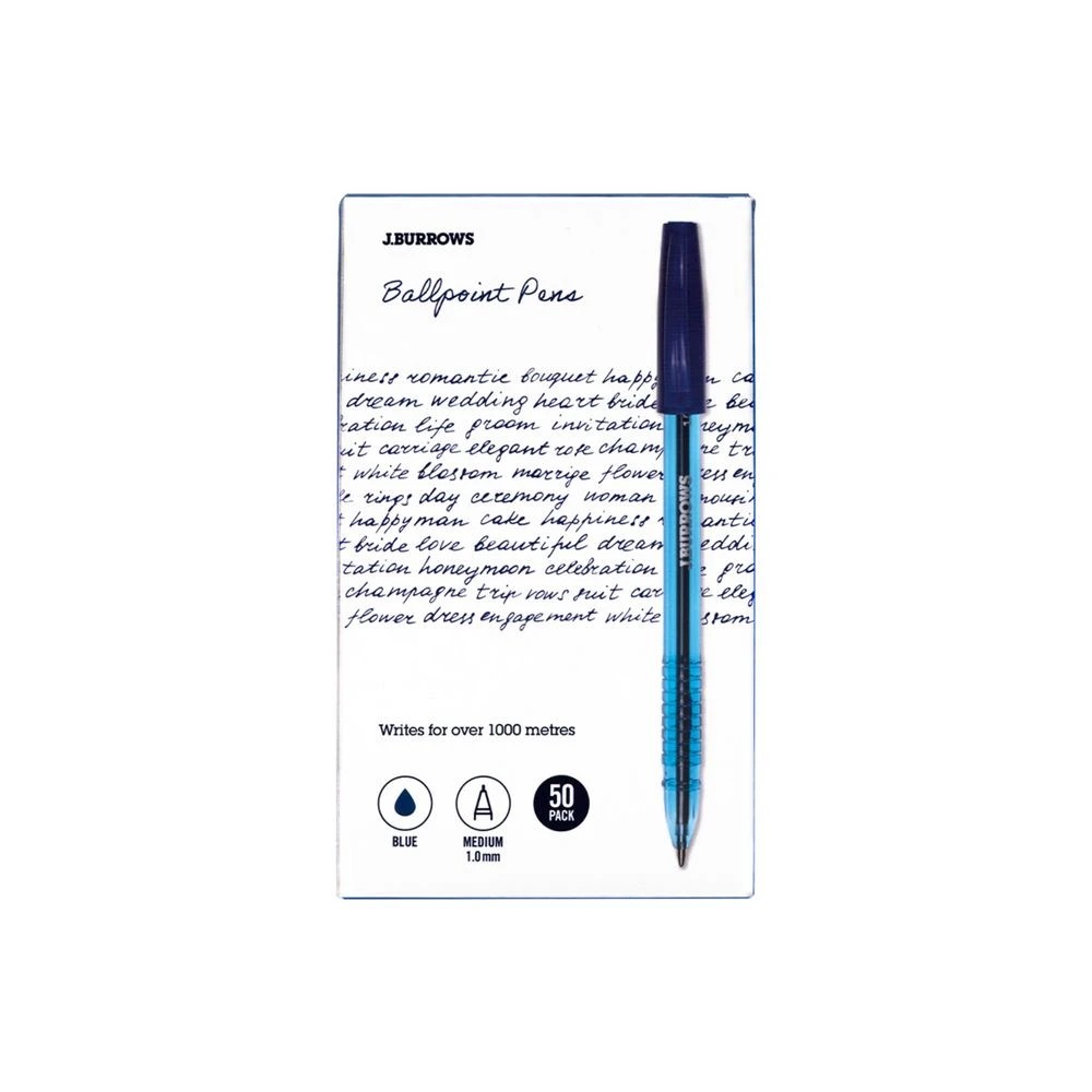 1 J.Burrows Ballpoint Pens Blue 50 Pack, 1 of 3
