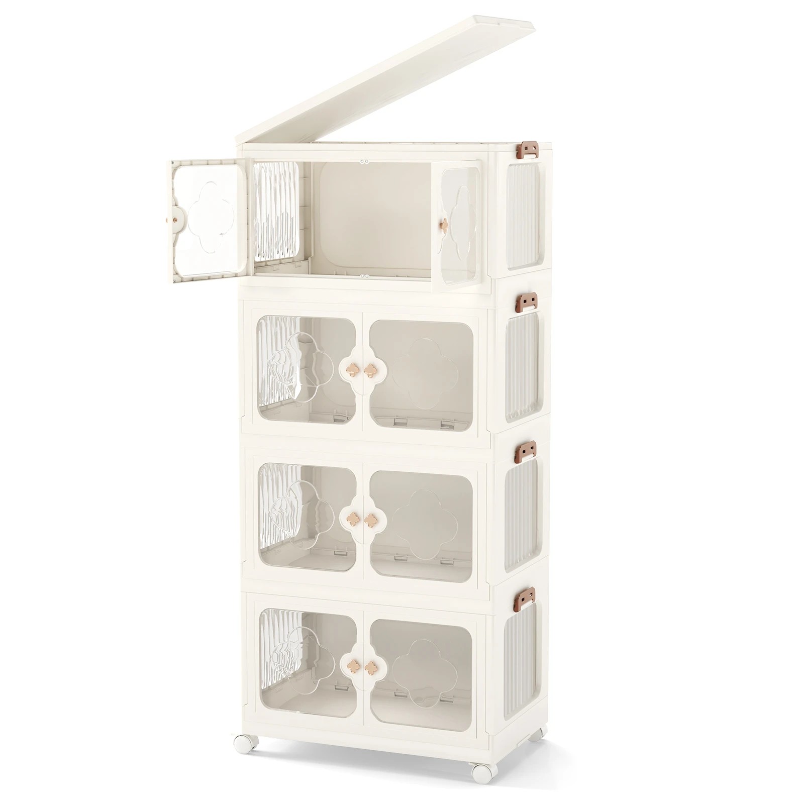 1 Costway 4-Tier Mobile Stackable Storage Bins w/Mag Lids Closet Storage Box Organizer, 1 of 5