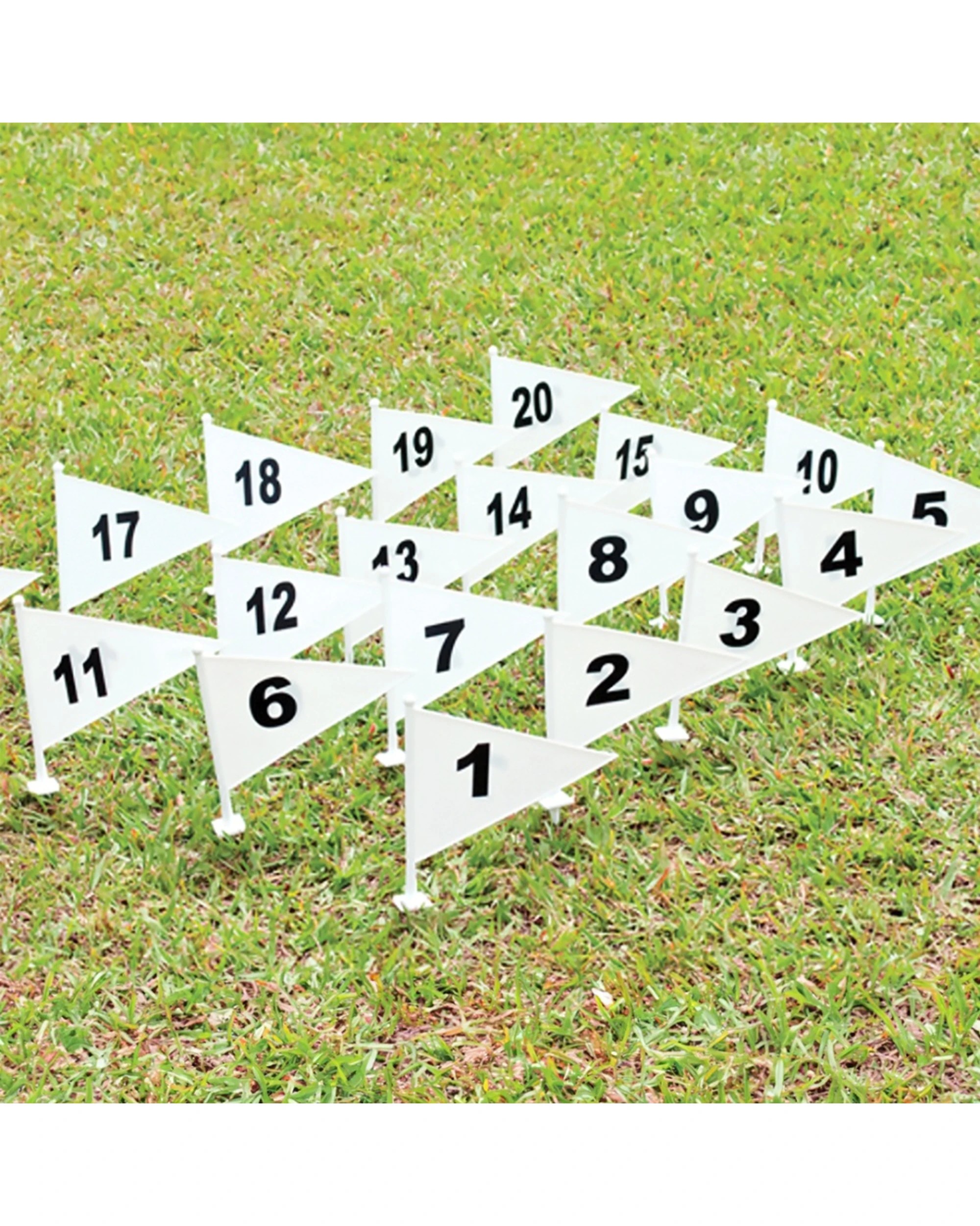 2 Victor Sports Field Marker Flag PVC Numbered 1-20 Set With Mesh Bag 23cm - White, 2 of 2