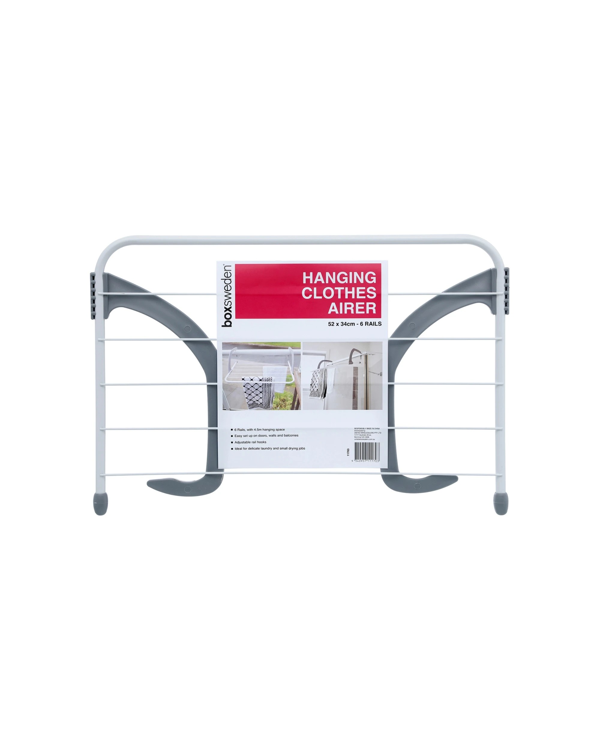 5 Boxsweden Airer 6 Rails Door Hanging Laundry Drying Rack Clothes Hanger Stand - White, 5 of 7