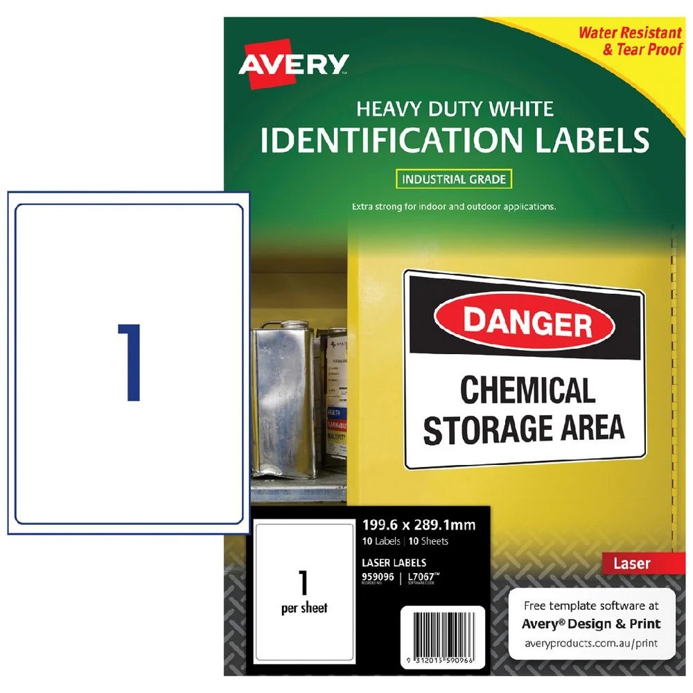 1 Avery 1UP Heavy Duty Laser Labels White 10 Sheets, 1 of 5