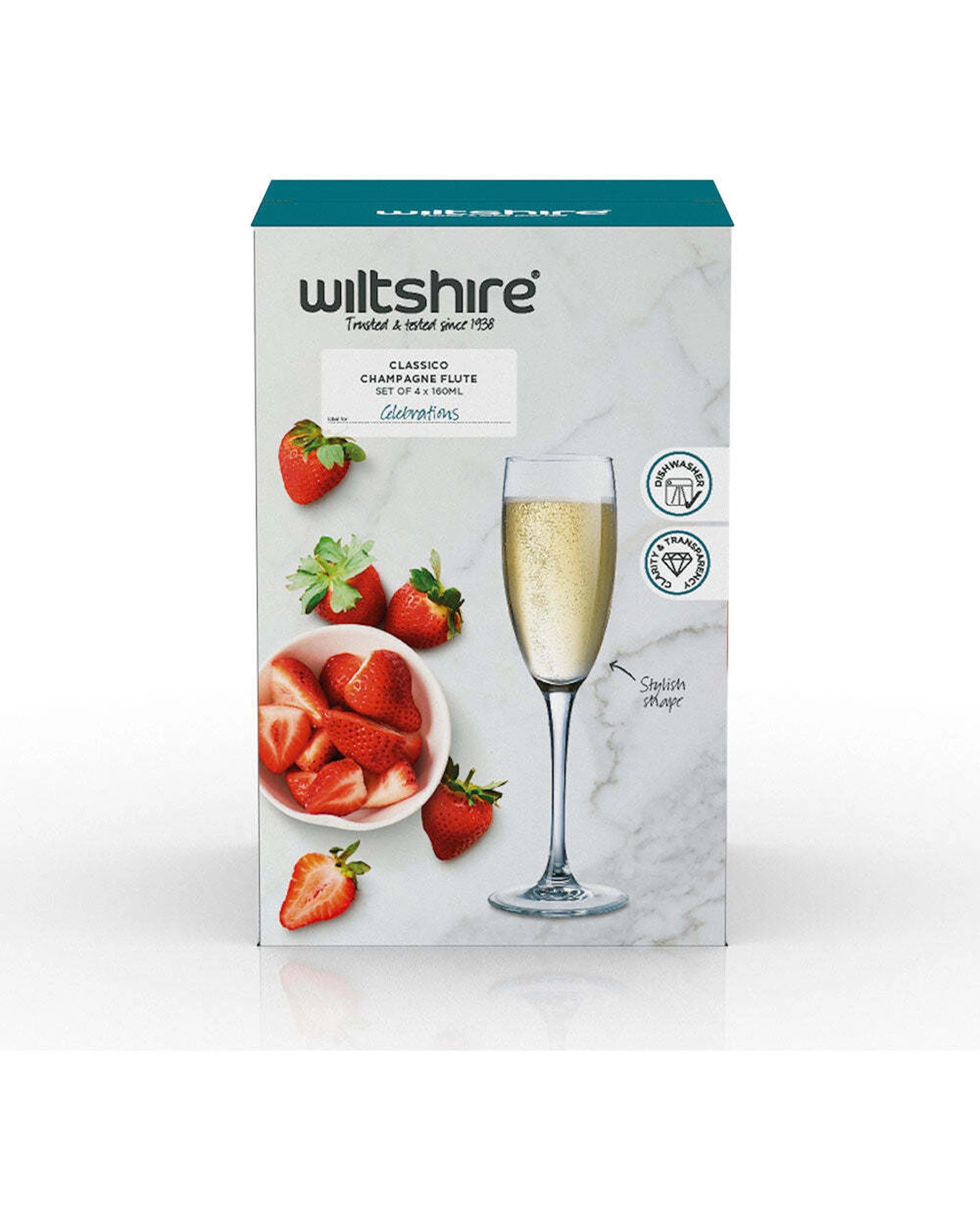 3 Wiltshire 4pc Classico Flute Beverage Drinking Glasses Set 160ml - Clear, 3 of 3
