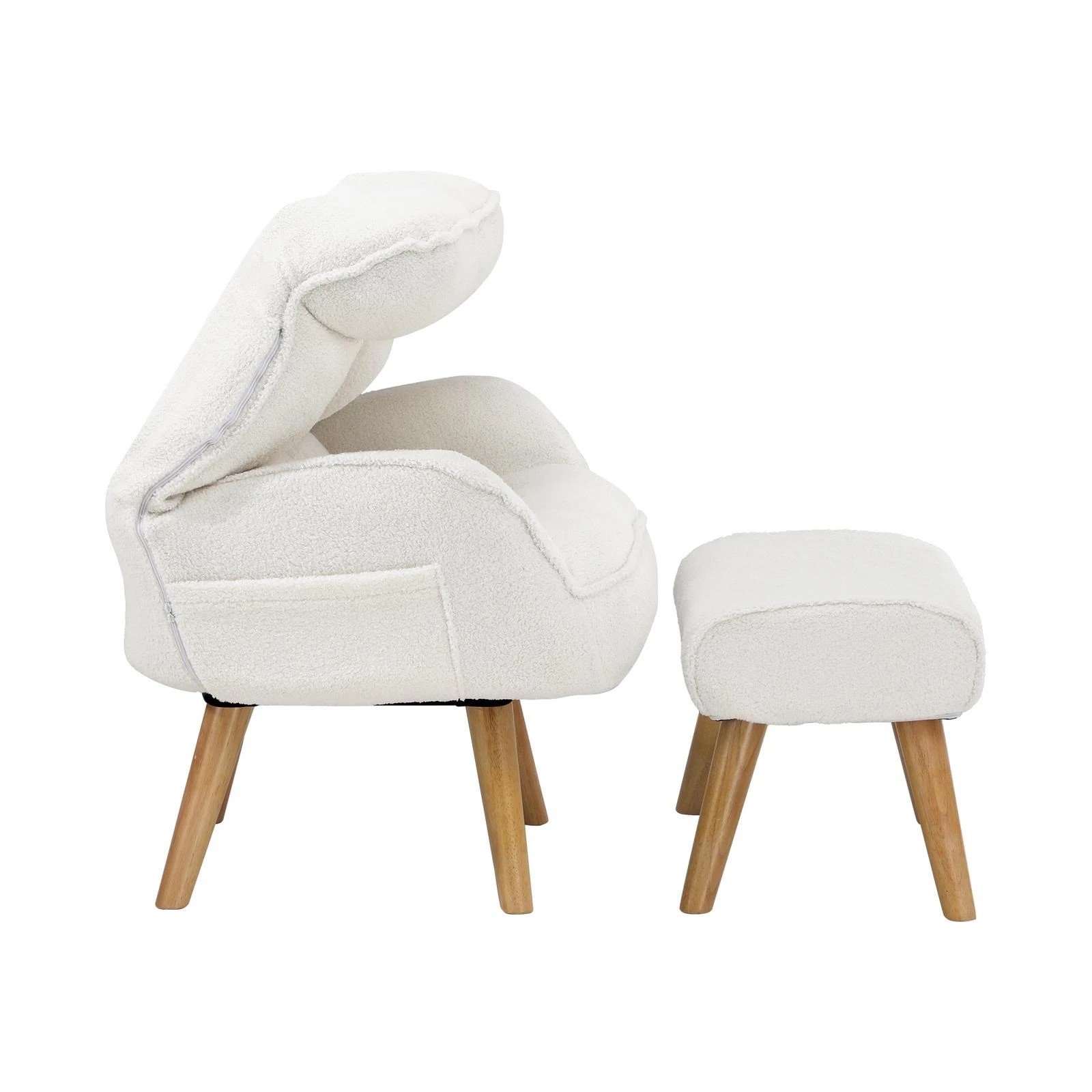 10 Oikiture Swivel Recliner Armchair Lounge Ottoman Accent Chair With Stool Sherpa
 - White, 10 of 10