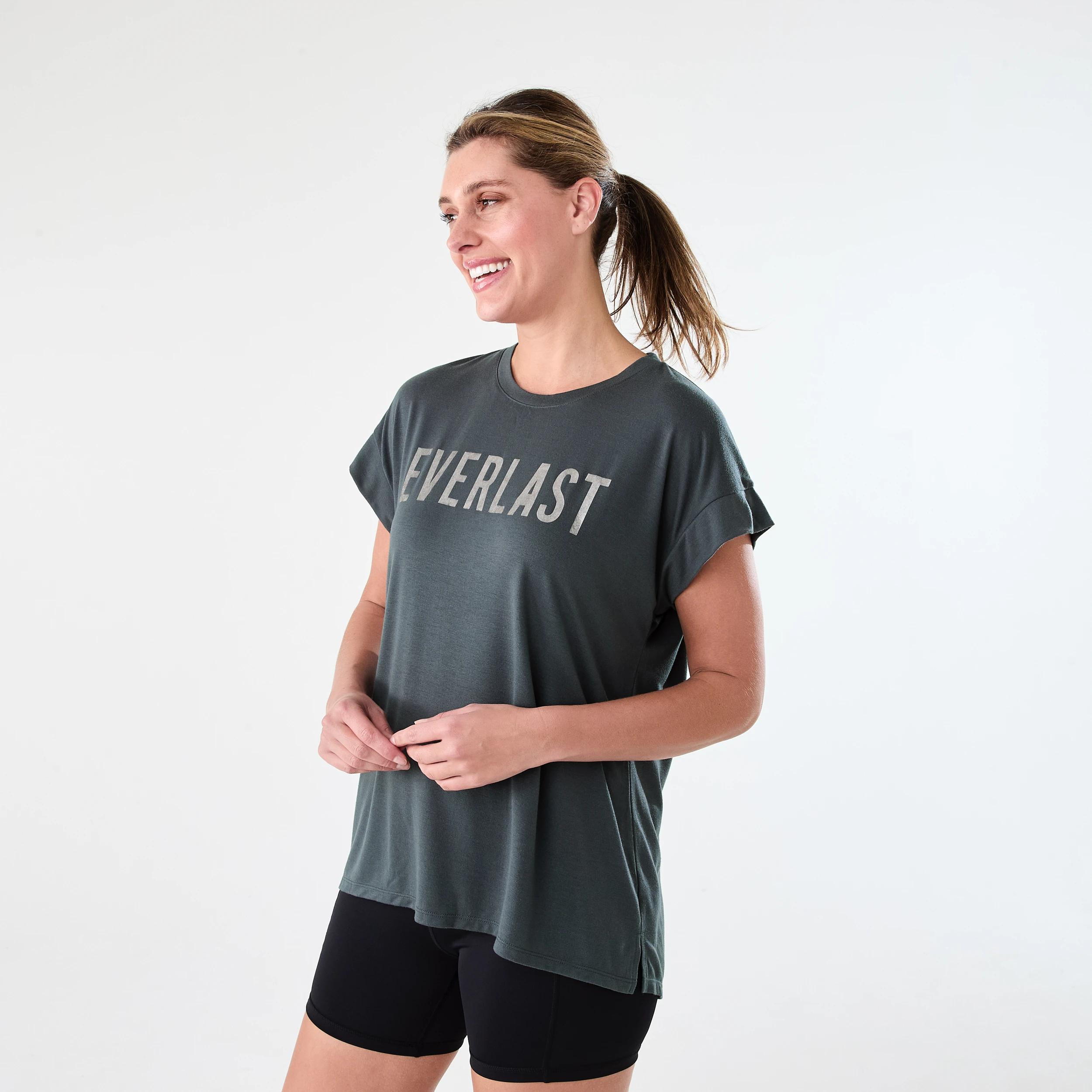 2 Everlast Womens Relaxed Longline T-shirt EVERLAST COLLEGIATE CHARCOAL, 2 of 6